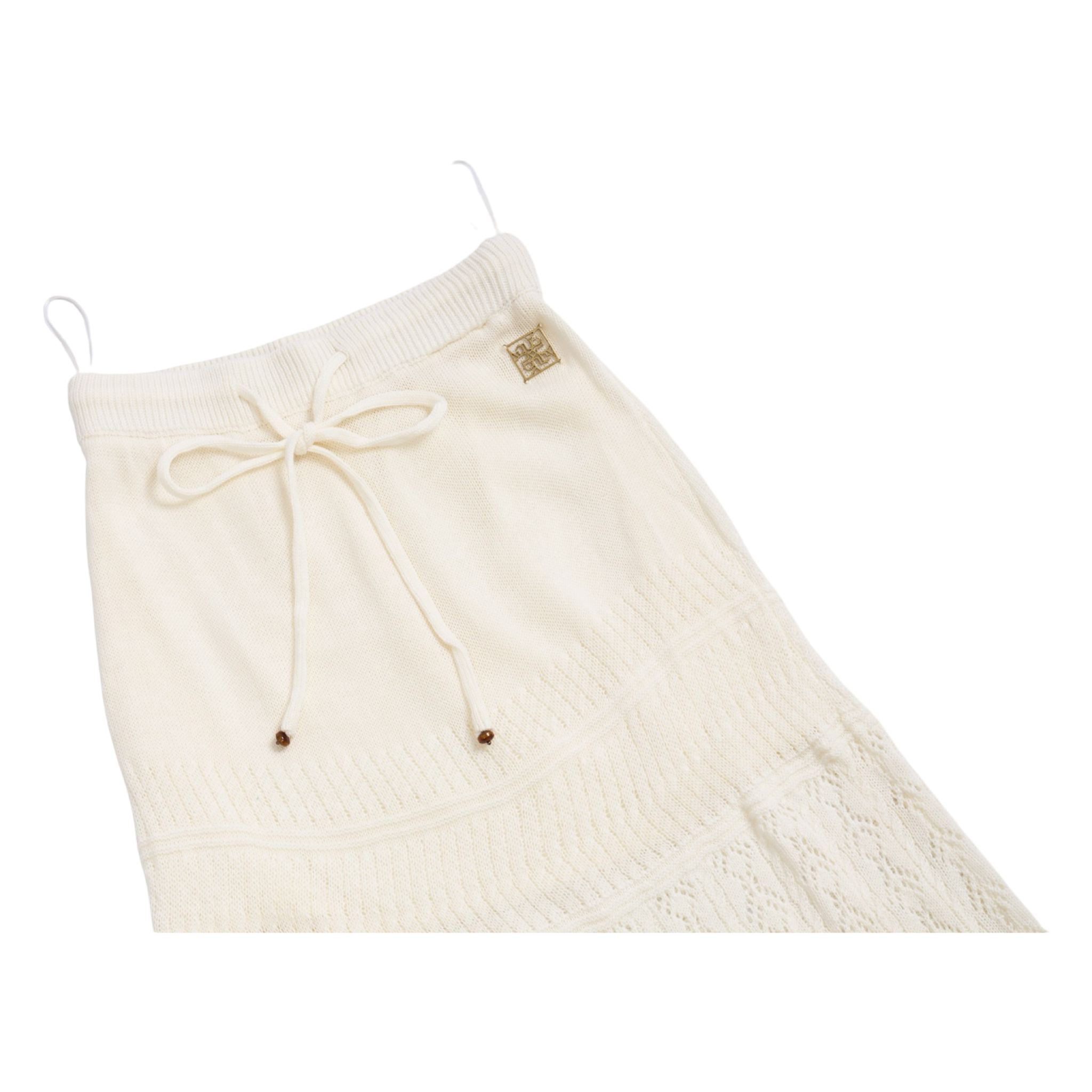 Knit Lace Flare Skirt – White