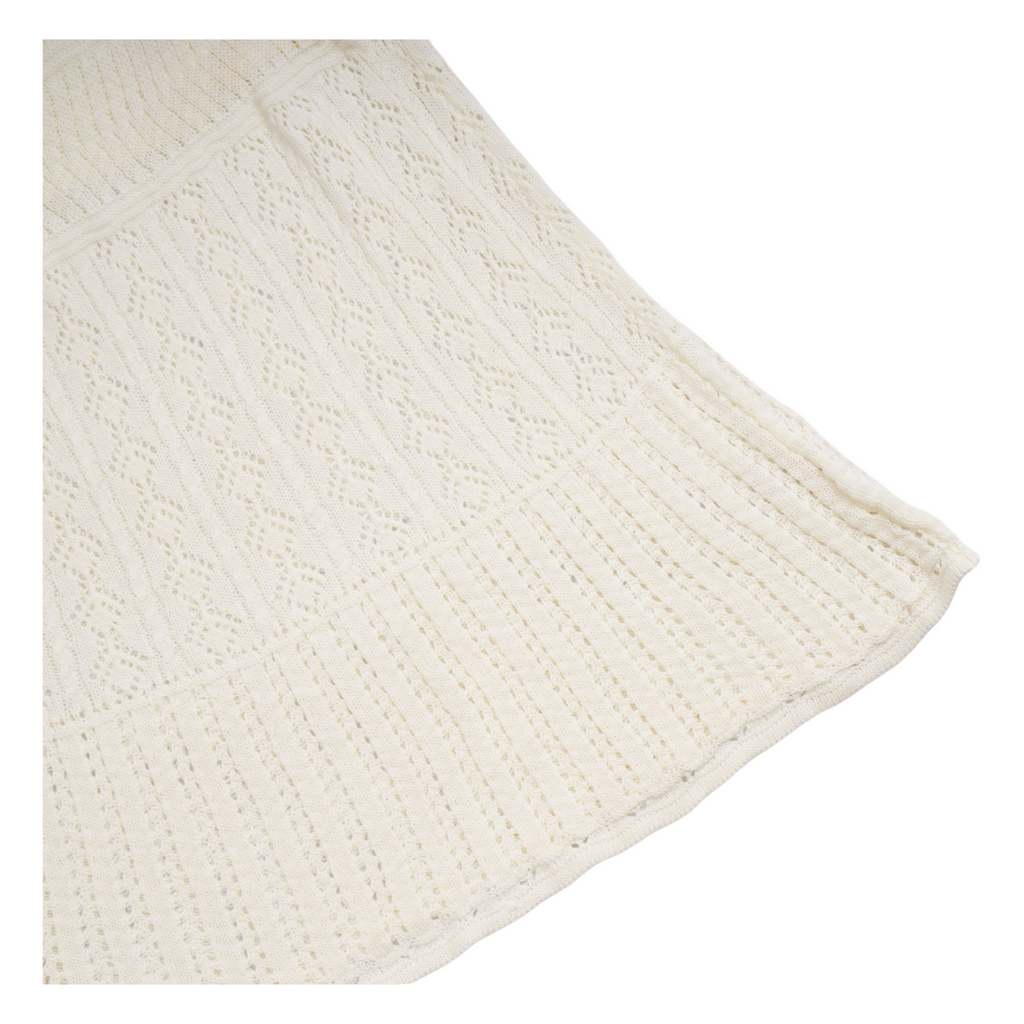 Knit Lace Flare Skirt – White