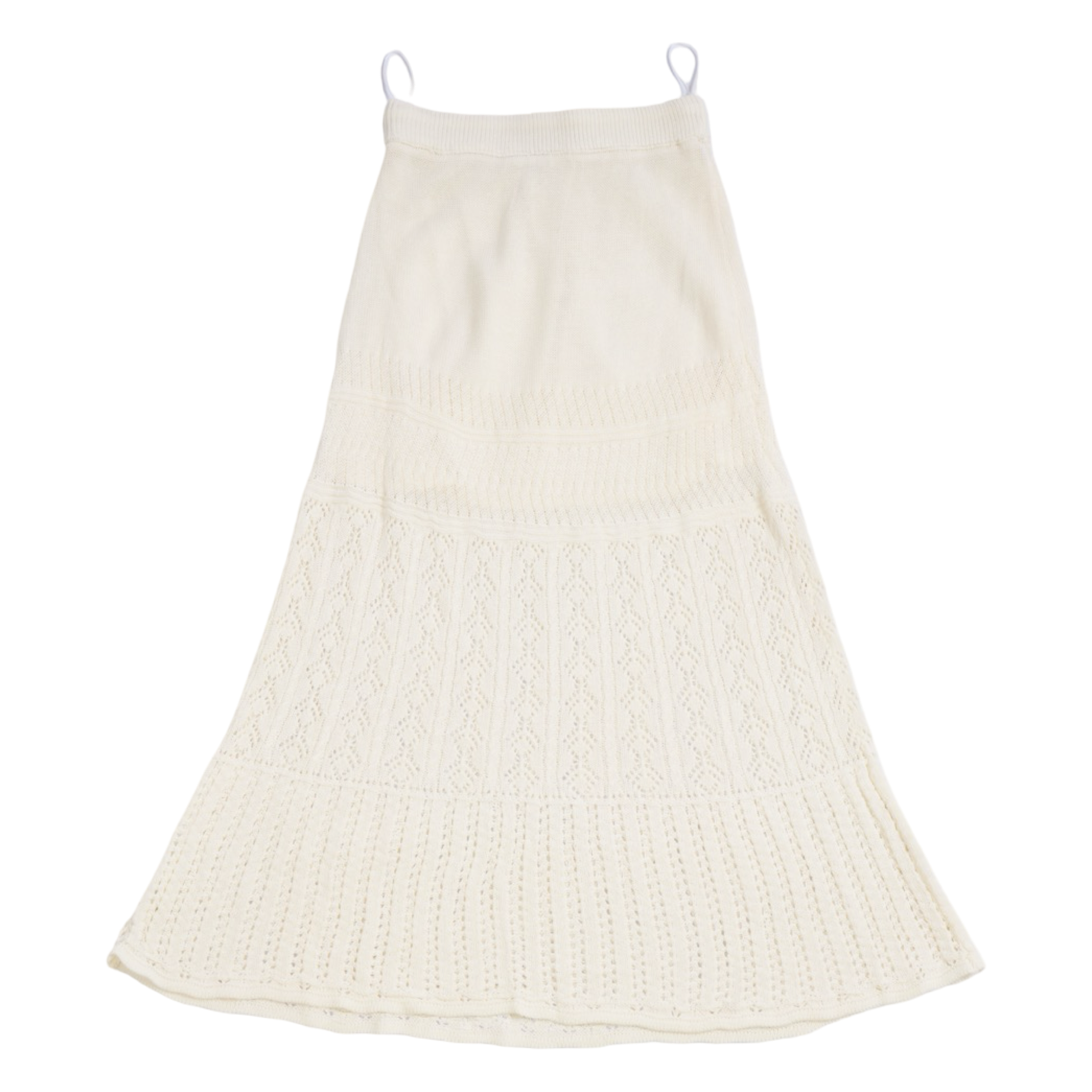 Knit Lace Flare Skirt – White