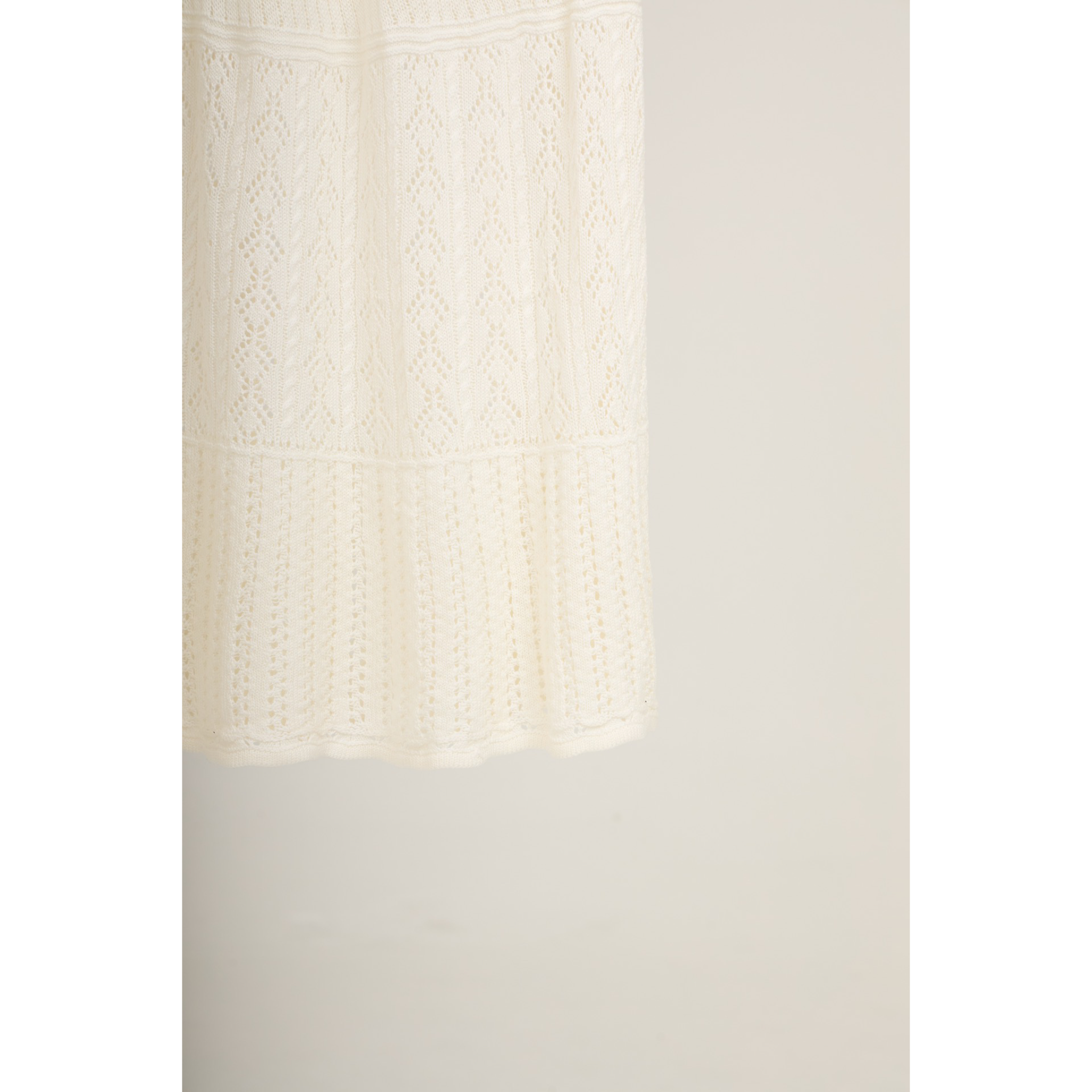 Knit Lace Flare Skirt – White