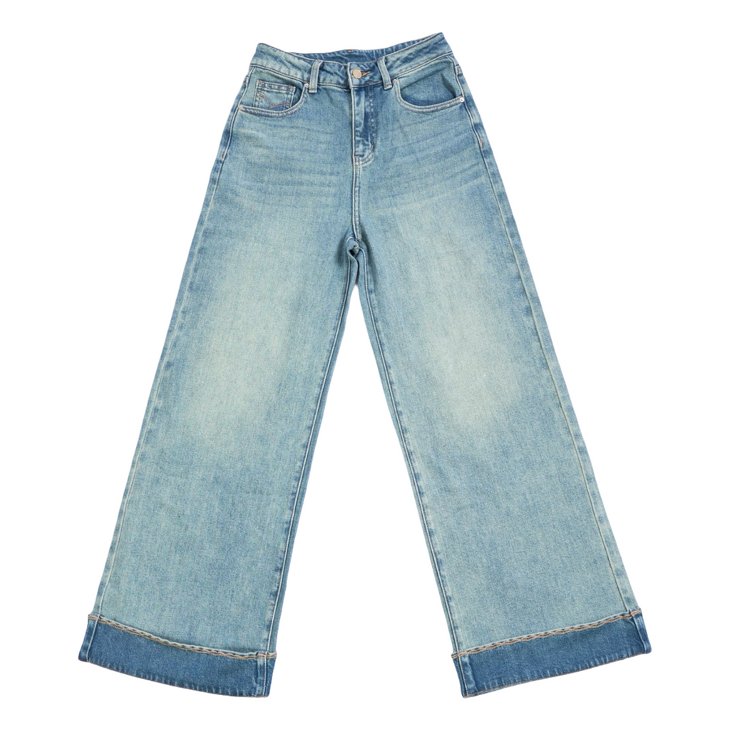 Folded Hem Straight Jeans