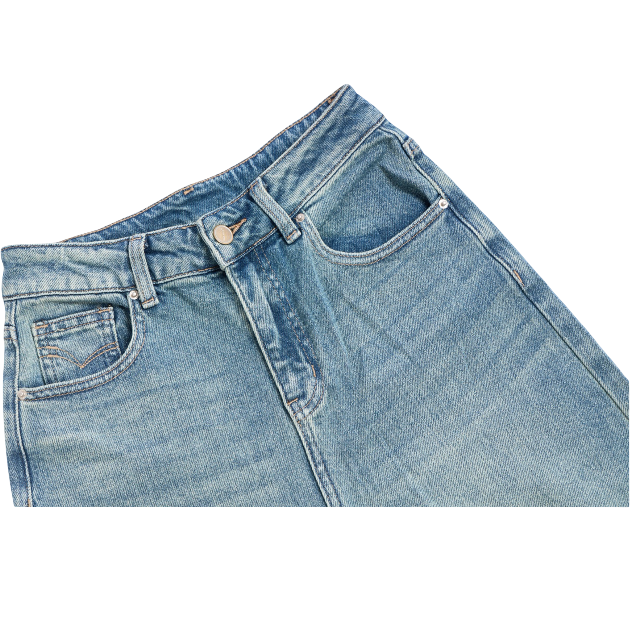 Folded Hem Straight Jeans