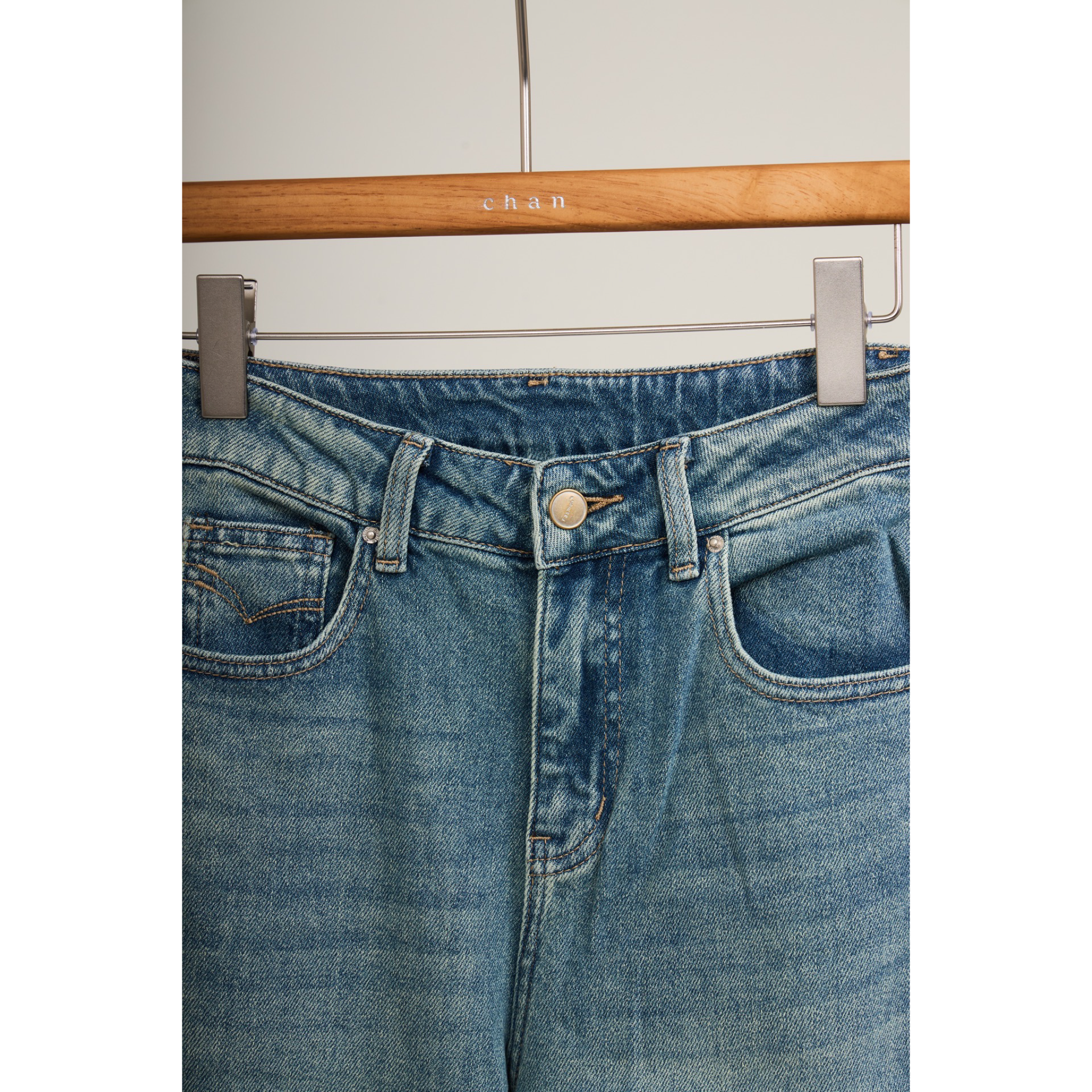 Folded Hem Straight Jeans