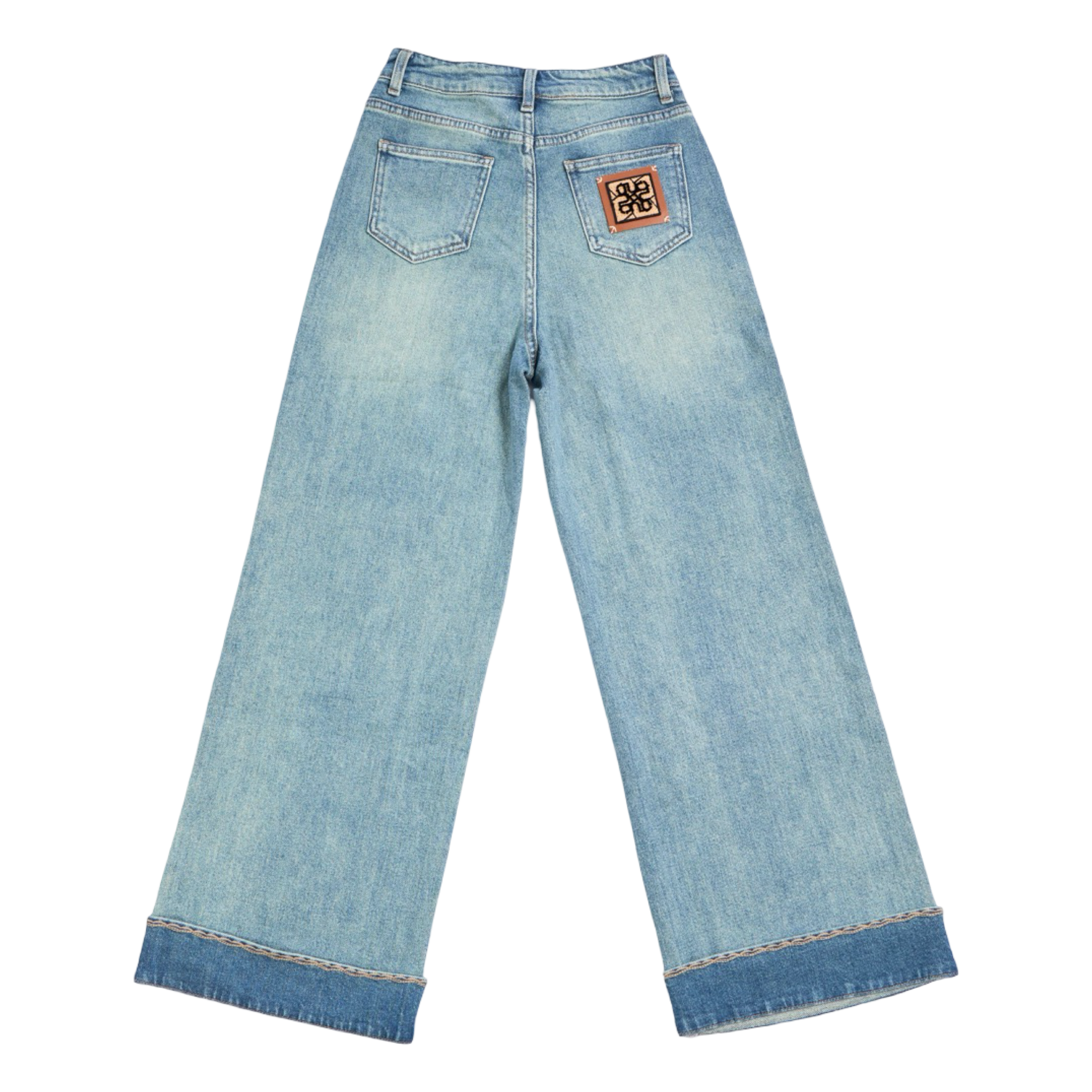 Folded Hem Straight Jeans