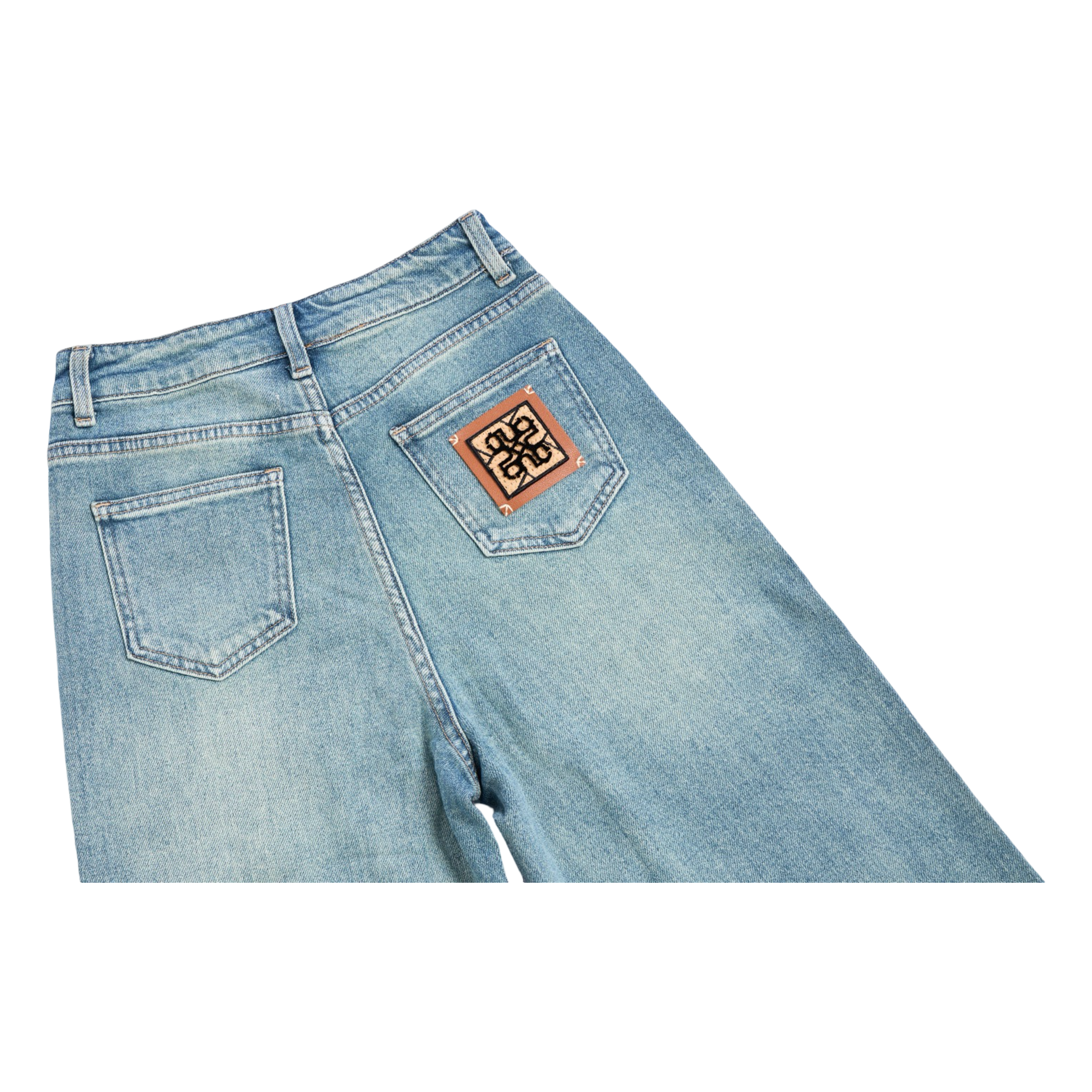 Folded Hem Straight Jeans