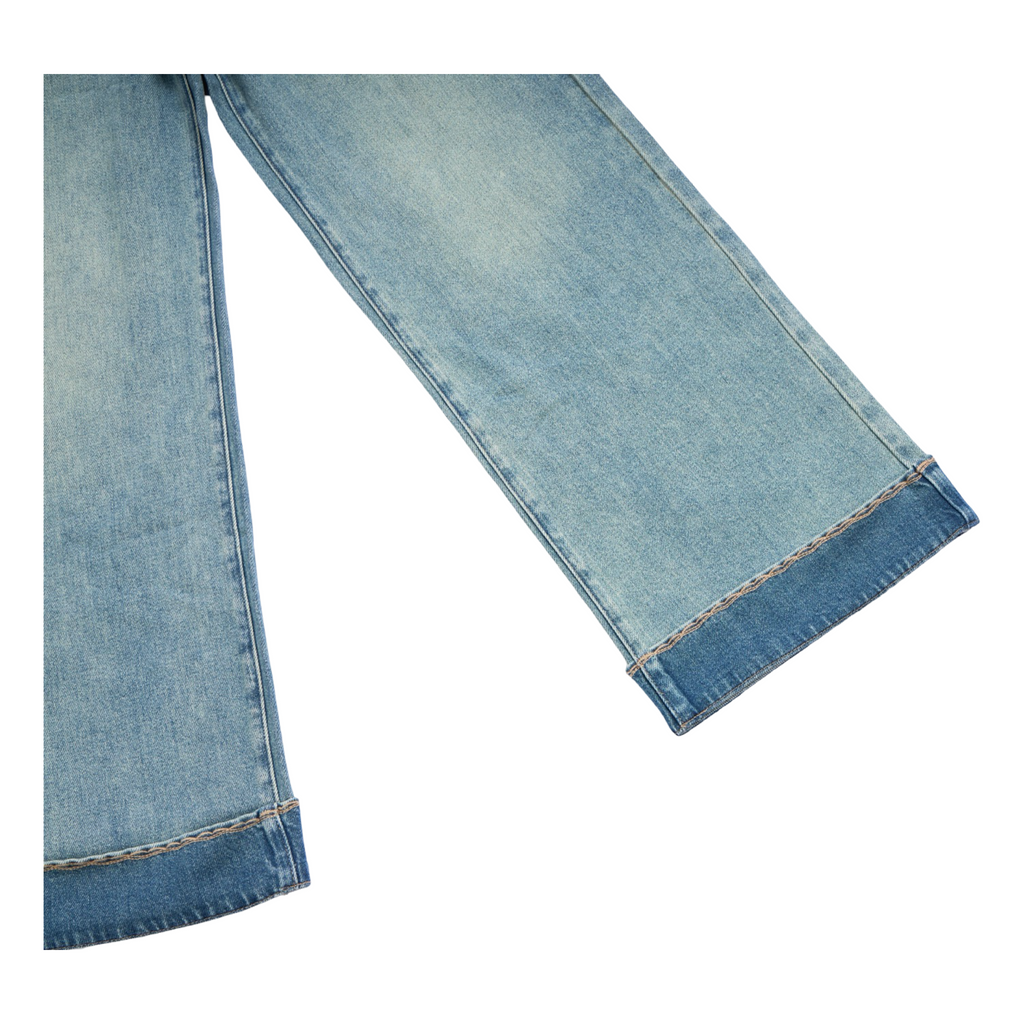 Folded Hem Straight Jeans