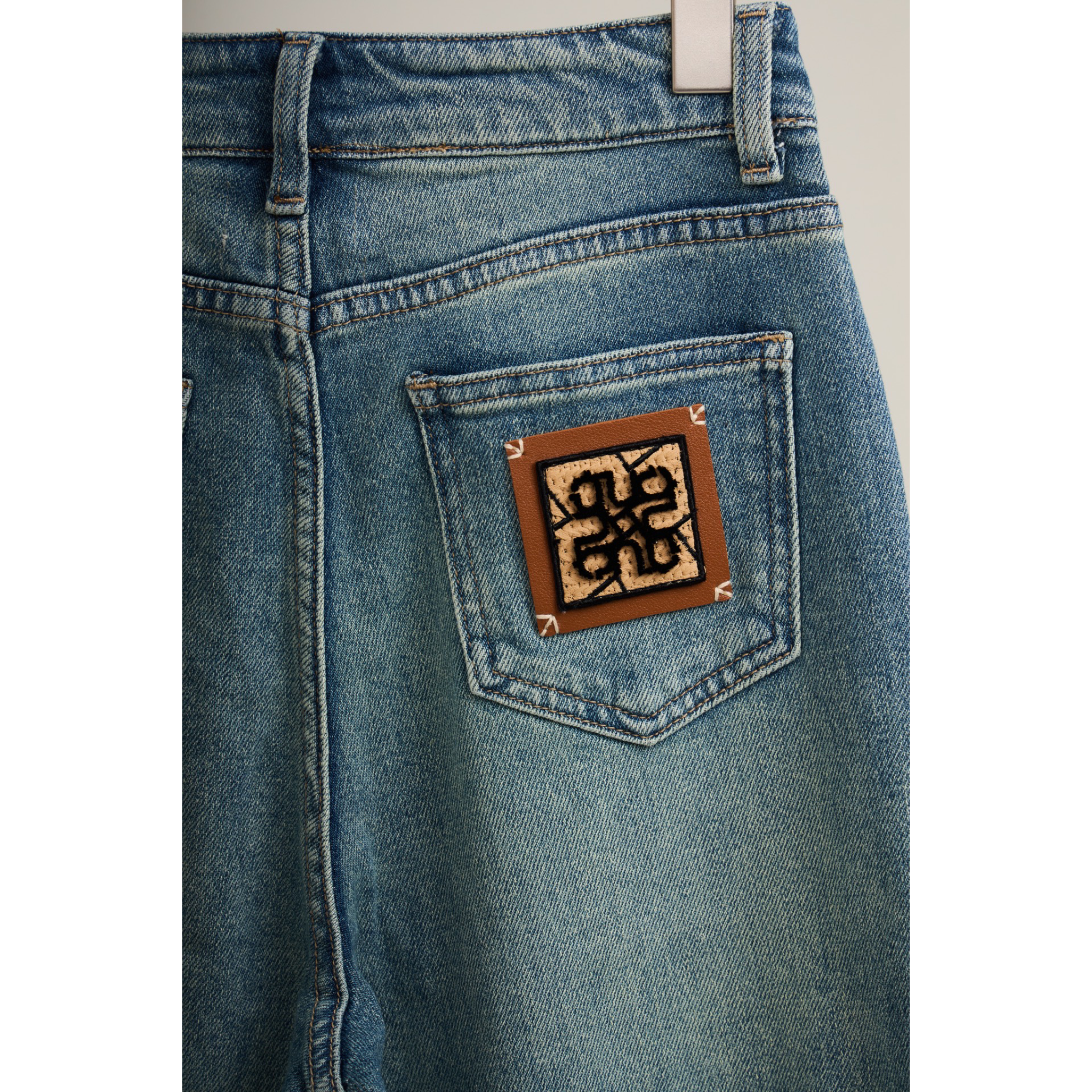 Folded Hem Straight Jeans