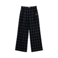 Checked Wide-Leg Pants – Navy