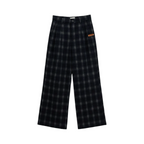 Checked Wide-Leg Pants – Navy