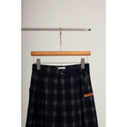 Checked Wide-Leg Pants – Navy