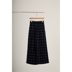 Checked Wide-Leg Pants – Navy