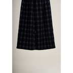 Checked Wide-Leg Pants – Navy