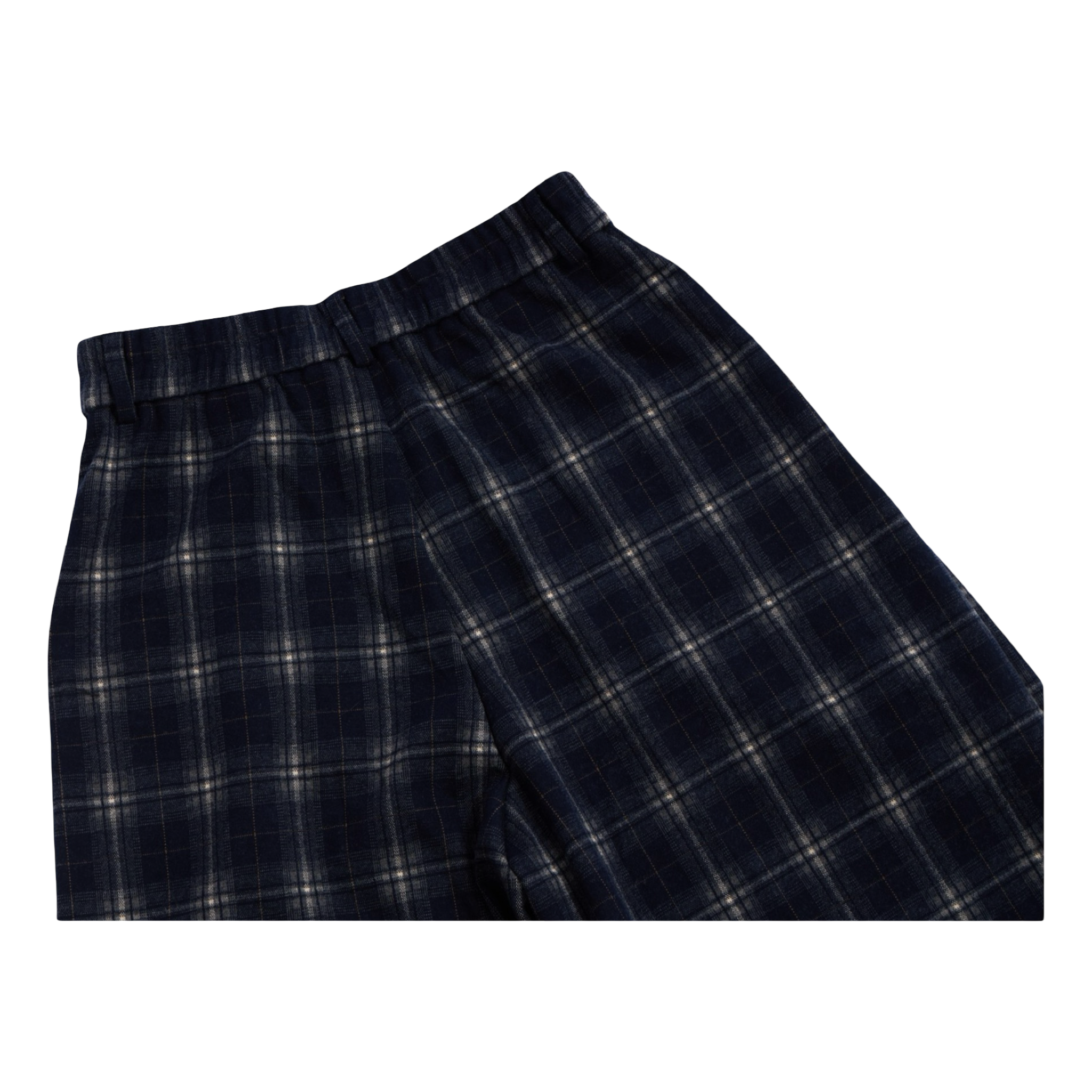Checked Wide-Leg Pants – Navy