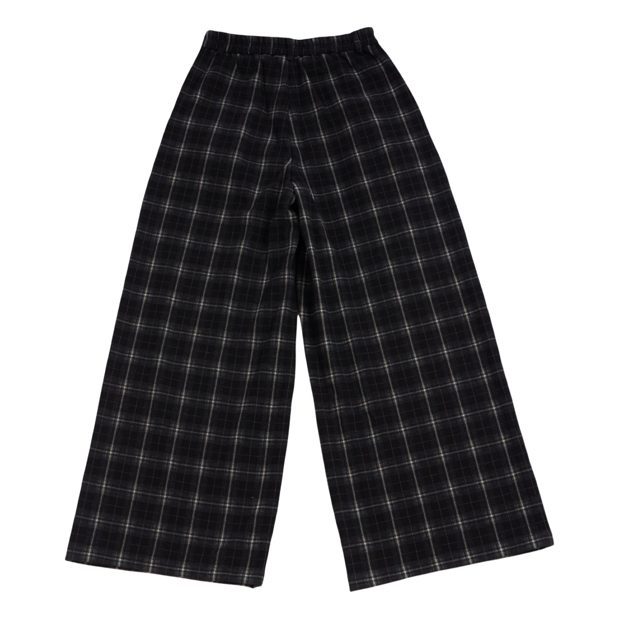 Checked Wide-Leg Pants – Black