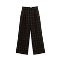 Checked Wide-Leg Pants – Brown
