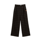 Checked Wide-Leg Pants – Brown