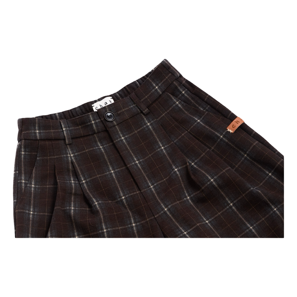 Checked Wide-Leg Pants – Brown
