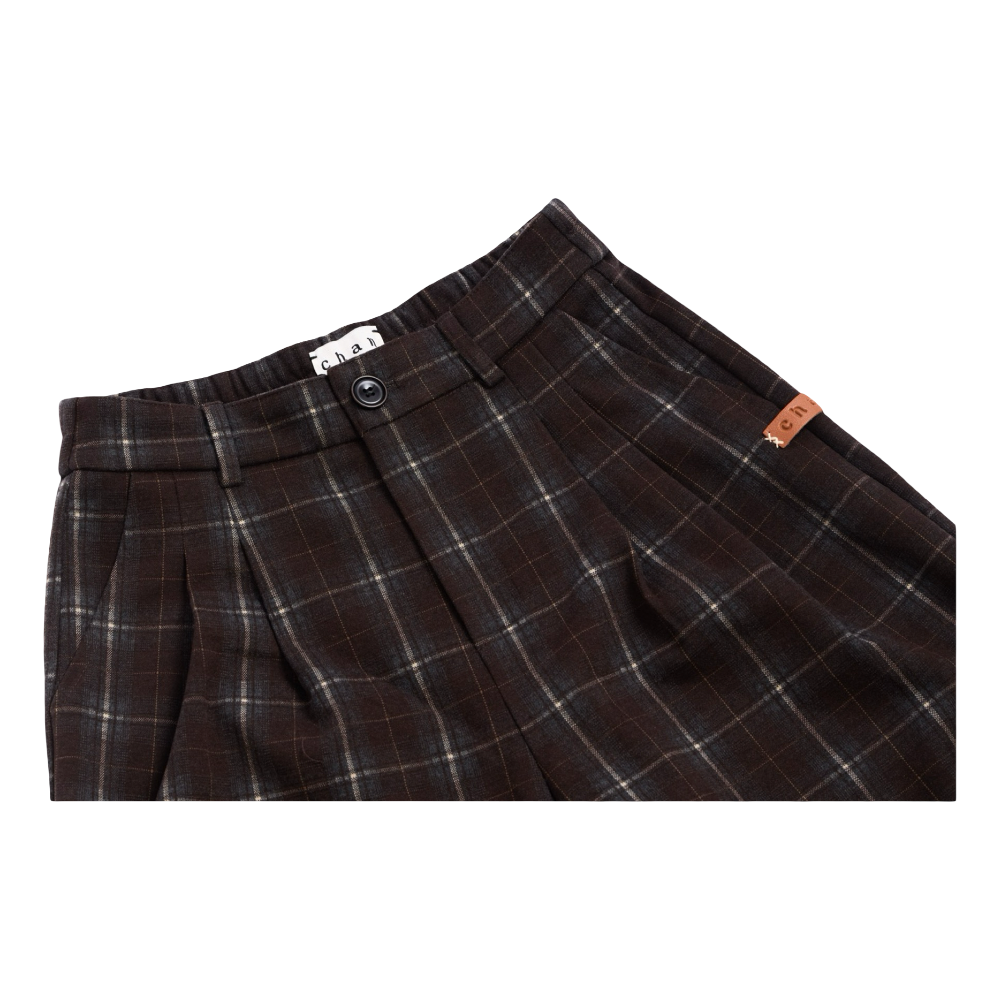 Checked Wide-Leg Pants – Brown
