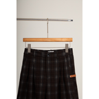 Checked Wide-Leg Pants – Brown