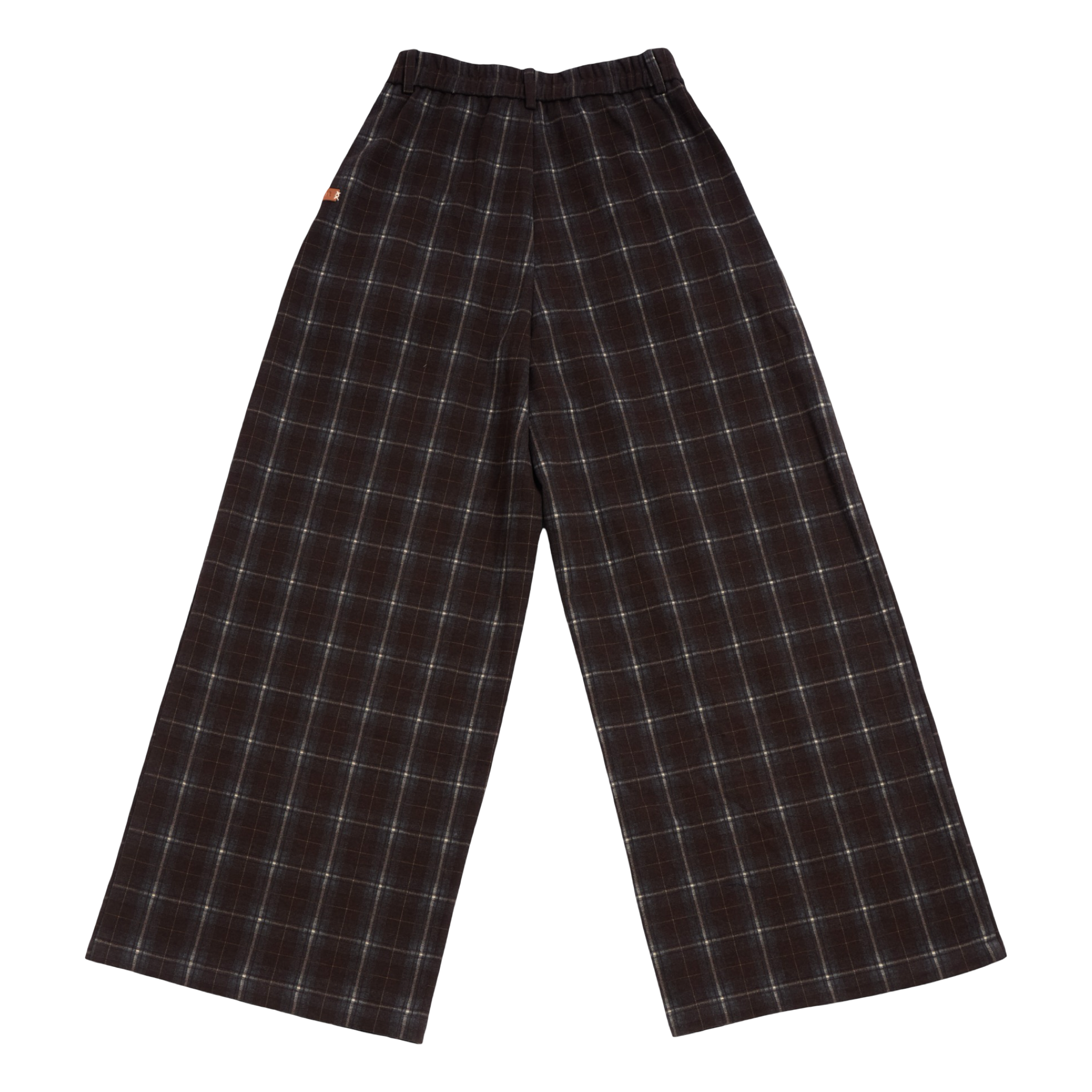 Checked Wide-Leg Pants – Brown