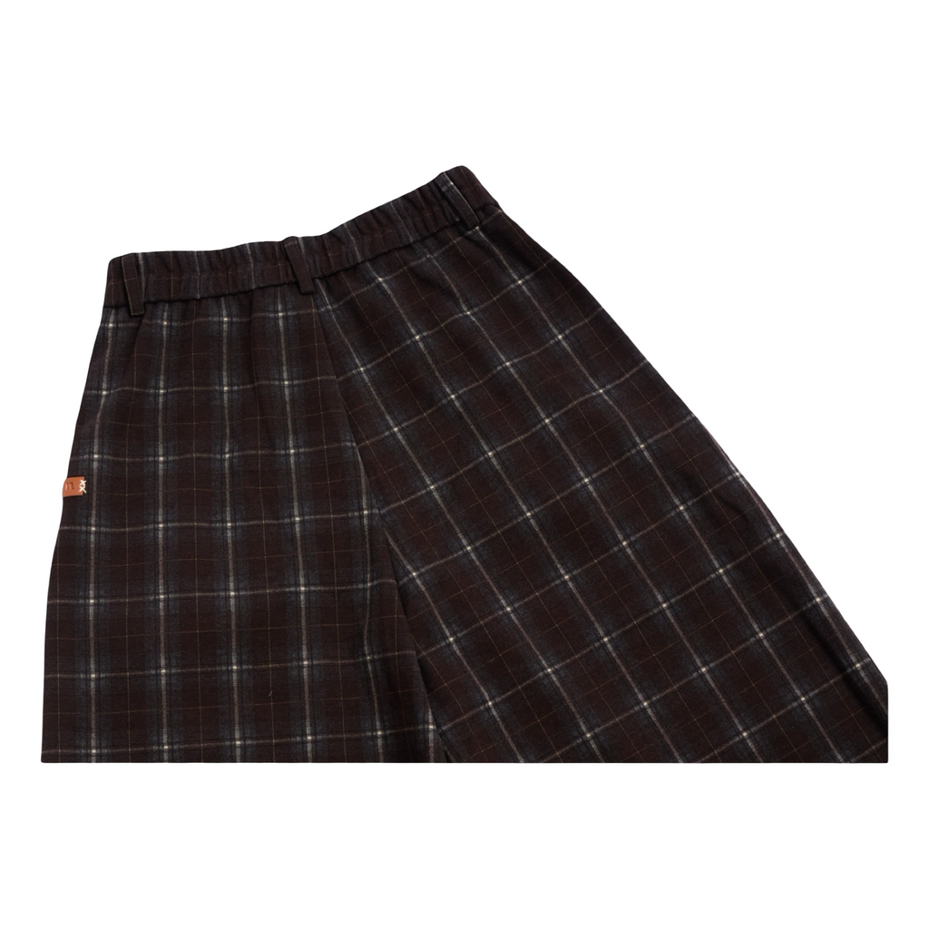 Checked Wide-Leg Pants – Brown