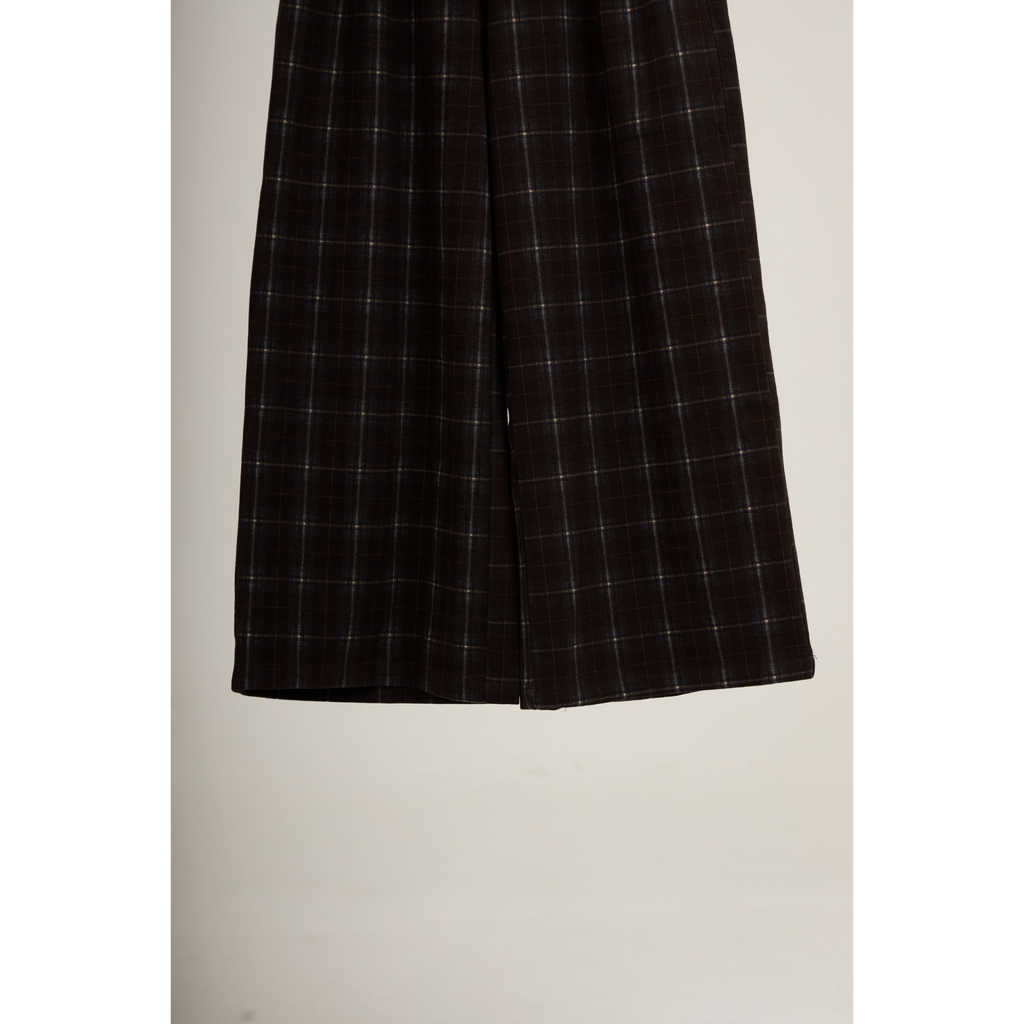 Checked Wide-Leg Pants – Brown