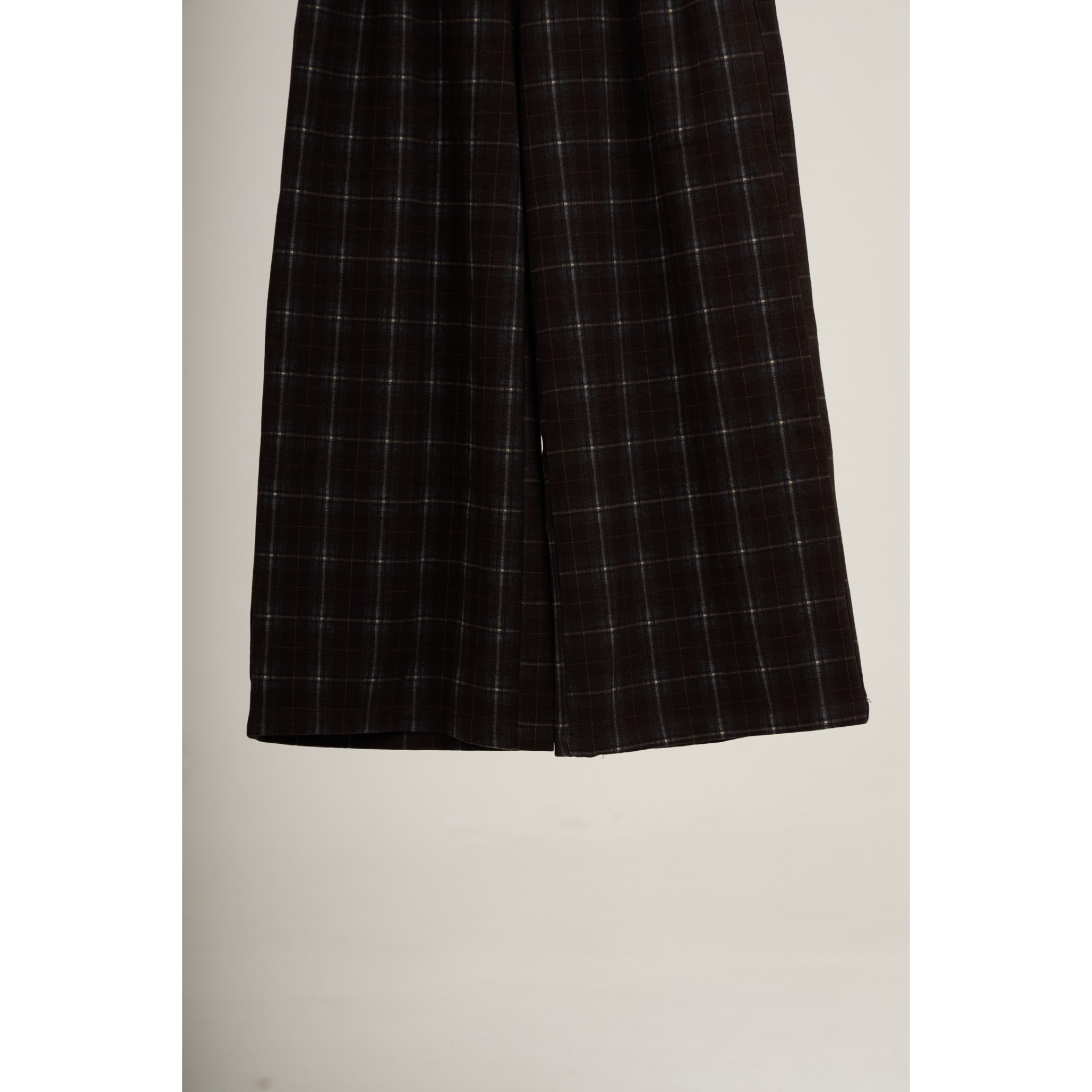 Checked Wide-Leg Pants – Brown