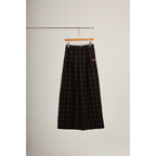 Checked Wide-Leg Pants – Brown