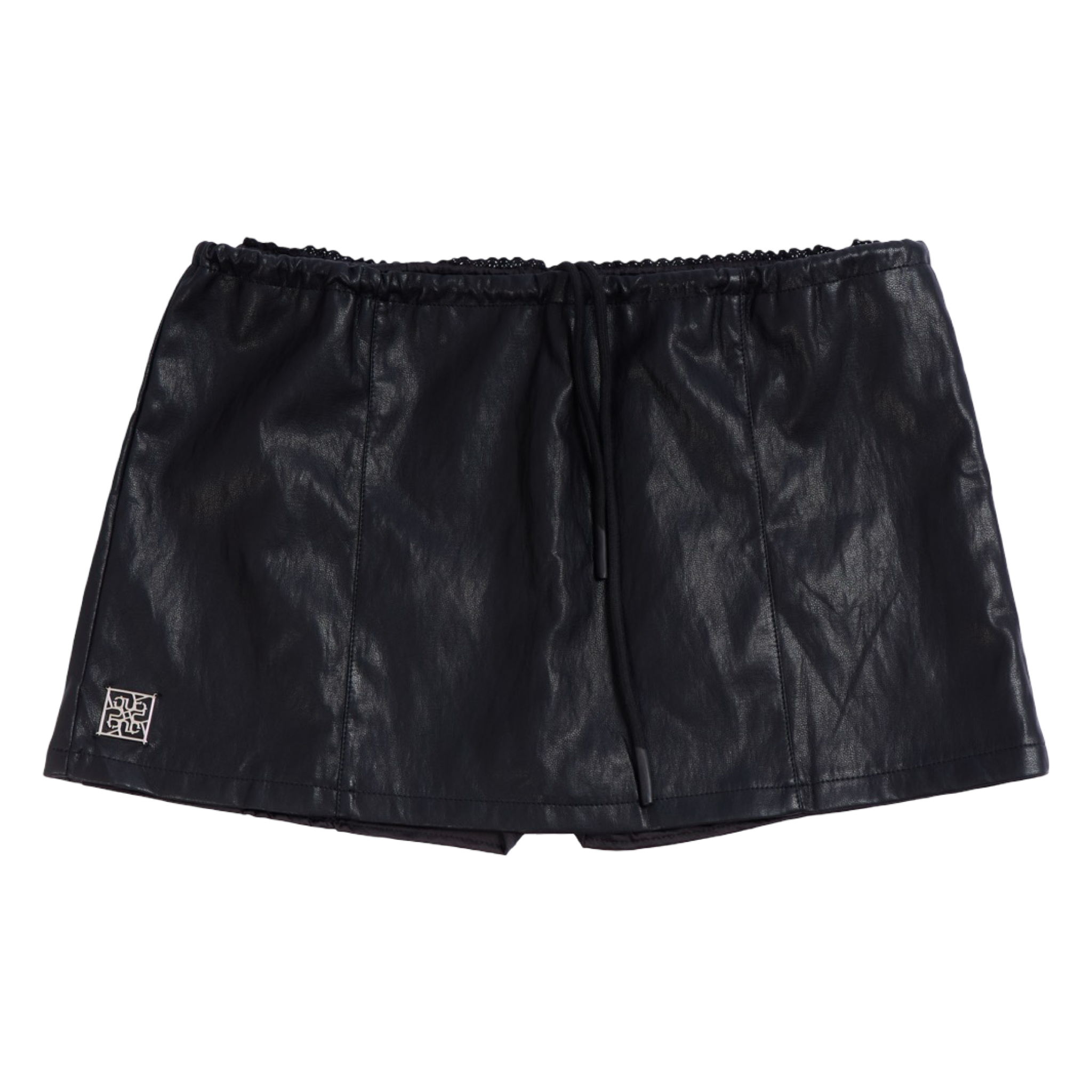 Leather-Look Mini Skort – Black