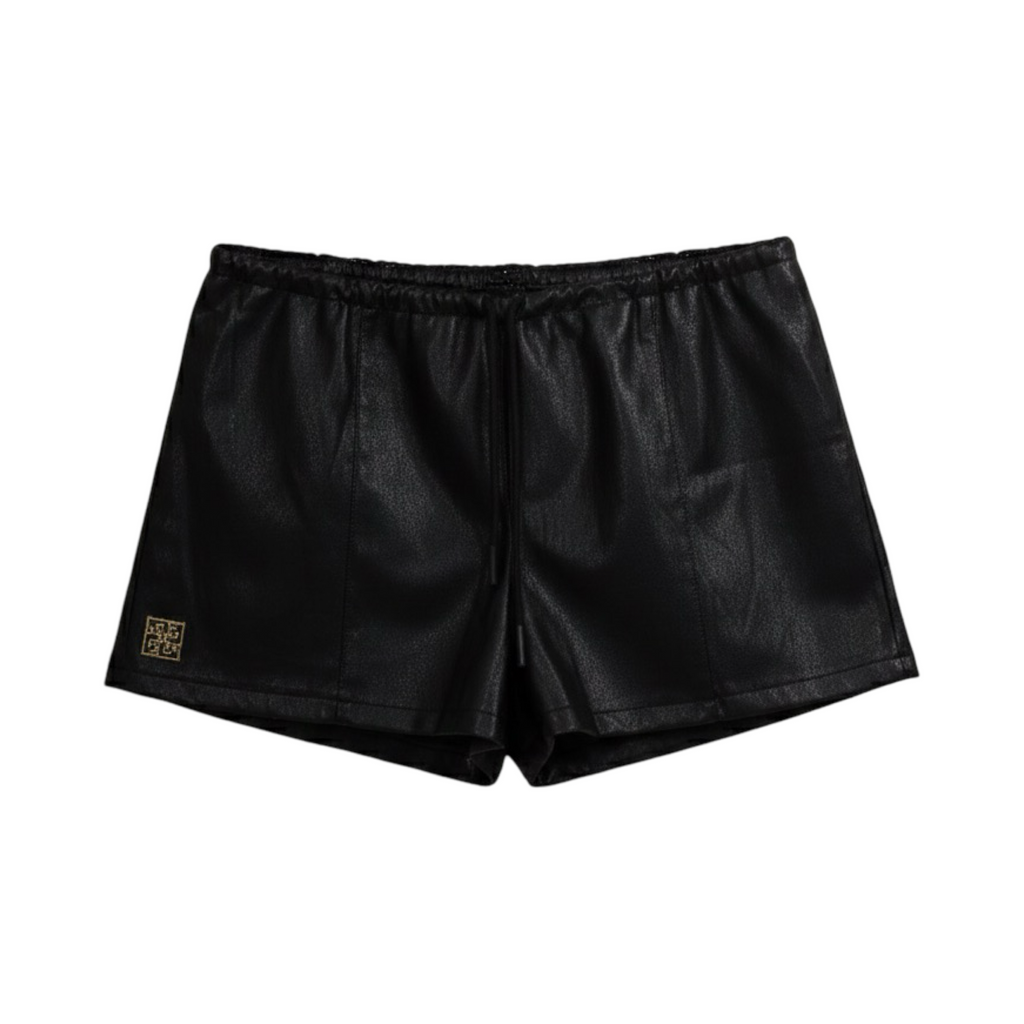 Leather-Look Mini Skort – Black