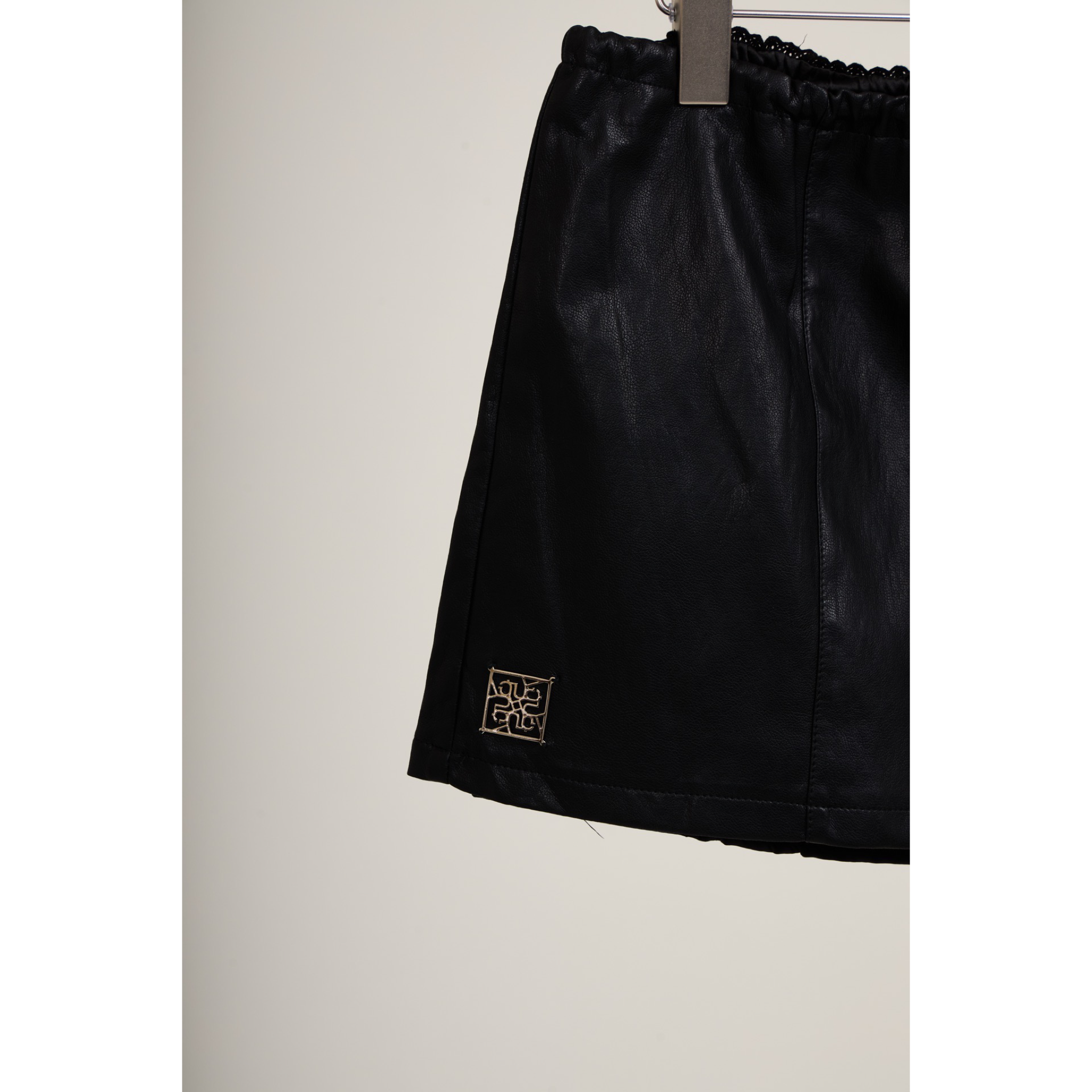 Leather-Look Mini Skort – Black