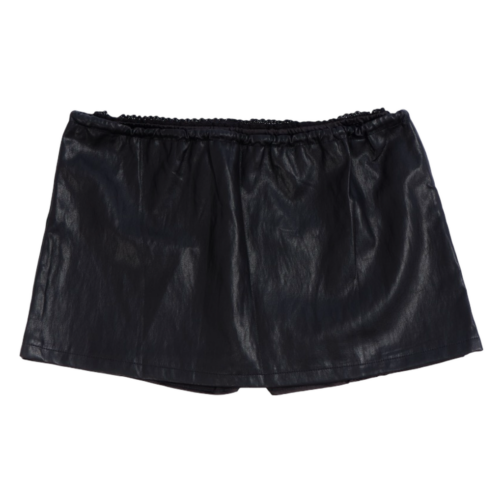 Leather-Look Mini Skort – Black
