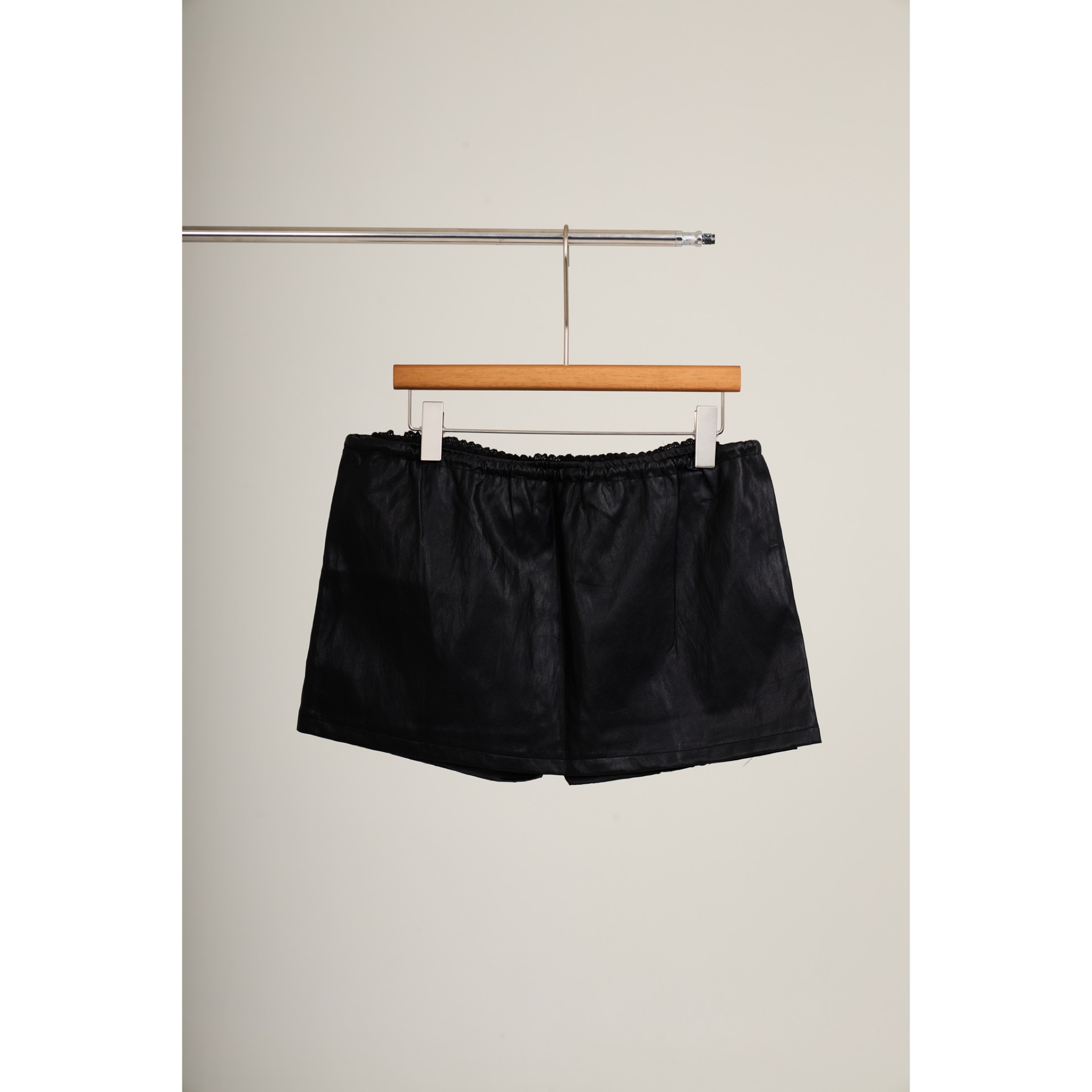 Leather-Look Mini Skort – Black