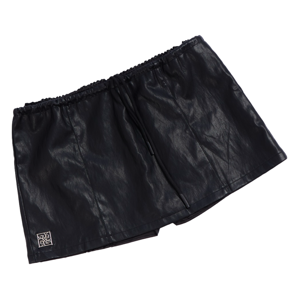 Leather-Look Mini Skort – Black