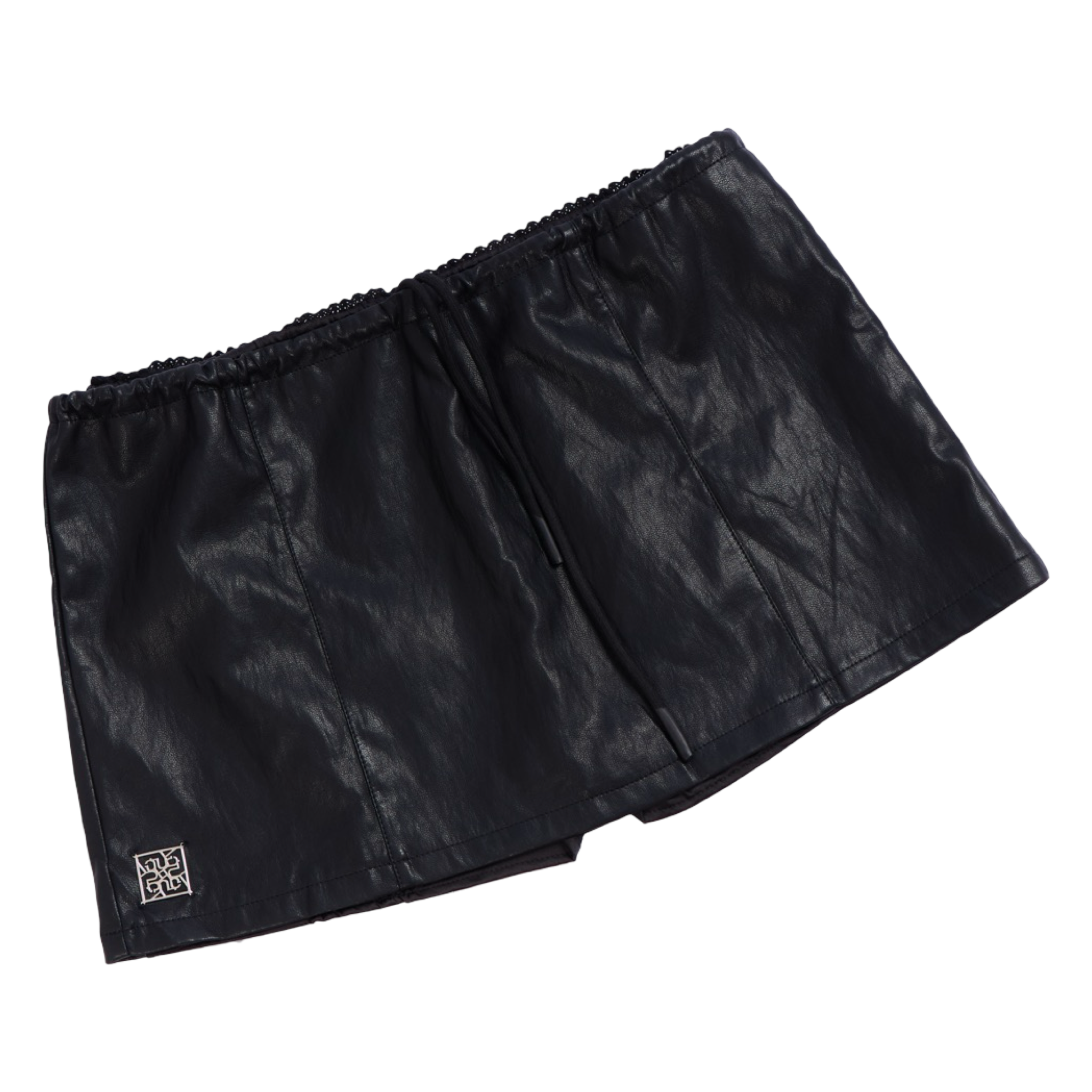 Leather-Look Mini Skort – Black