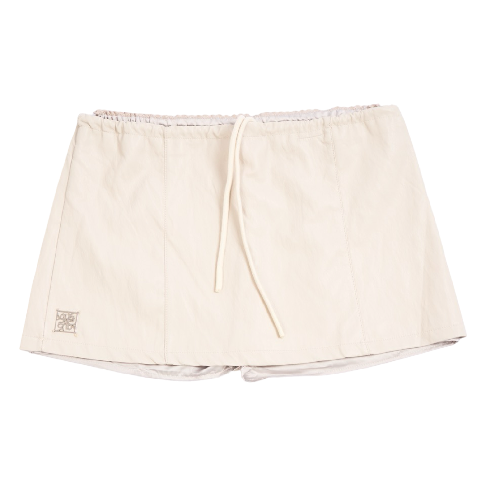 Leather-Look Mini Skort – White