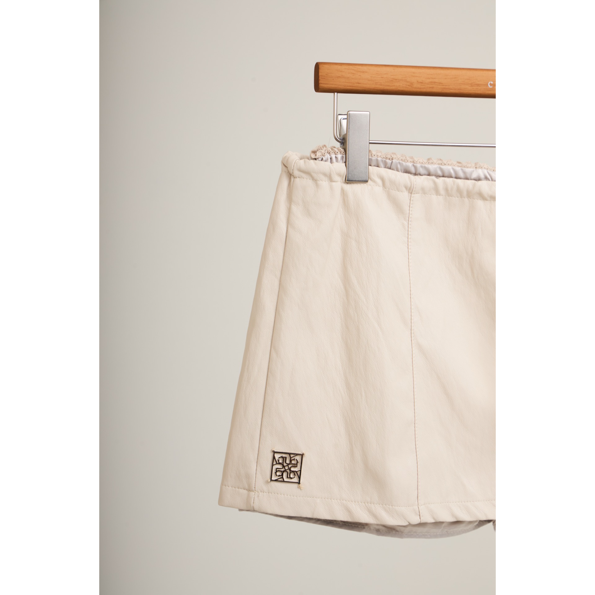 Leather-Look Mini Skort – White