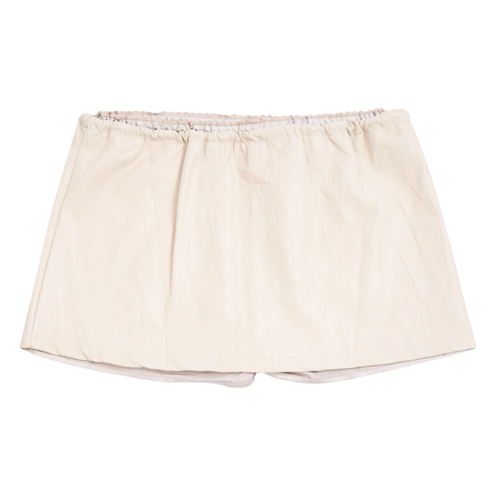 Leather-Look Mini Skort – White