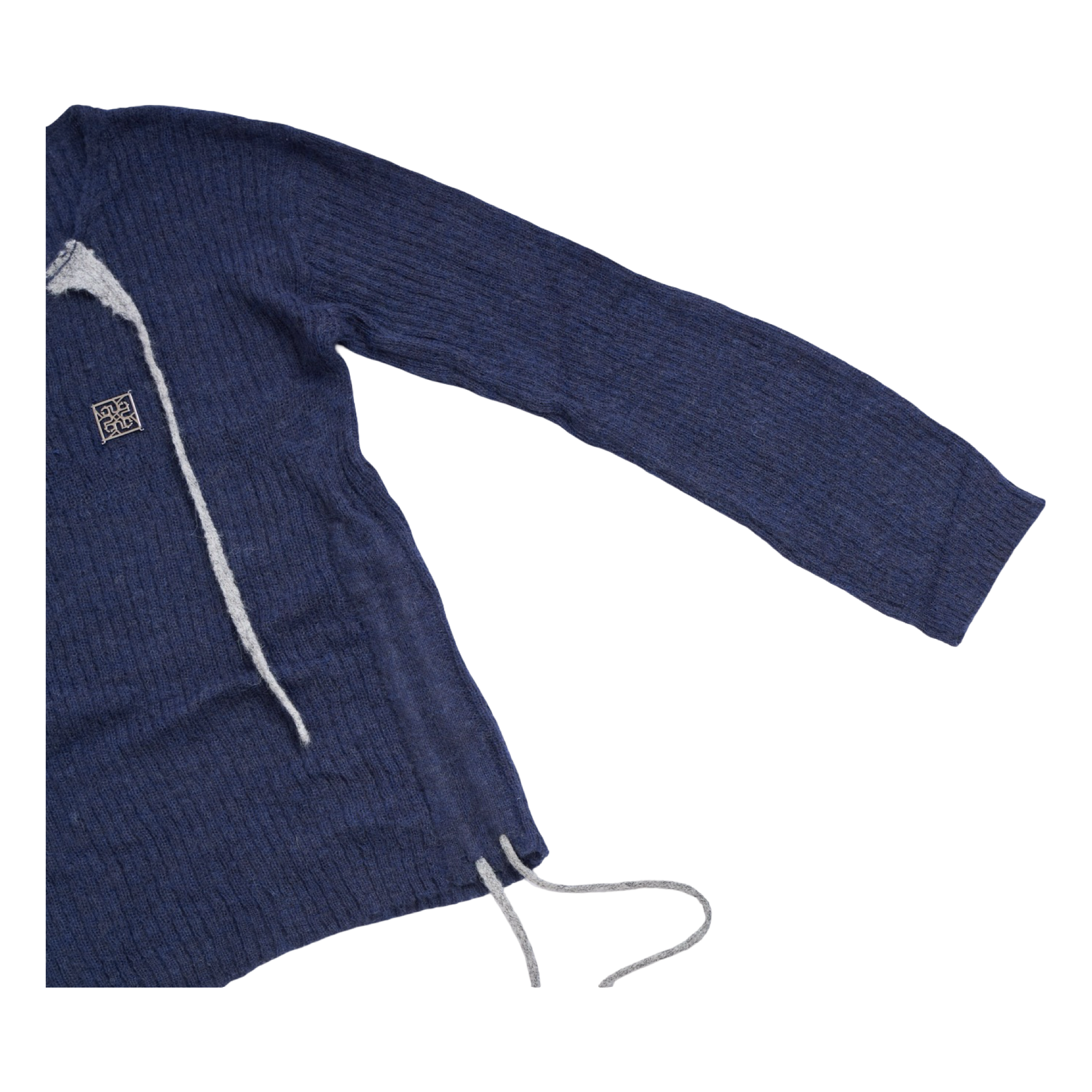 Drawstring Knit Top – Navy