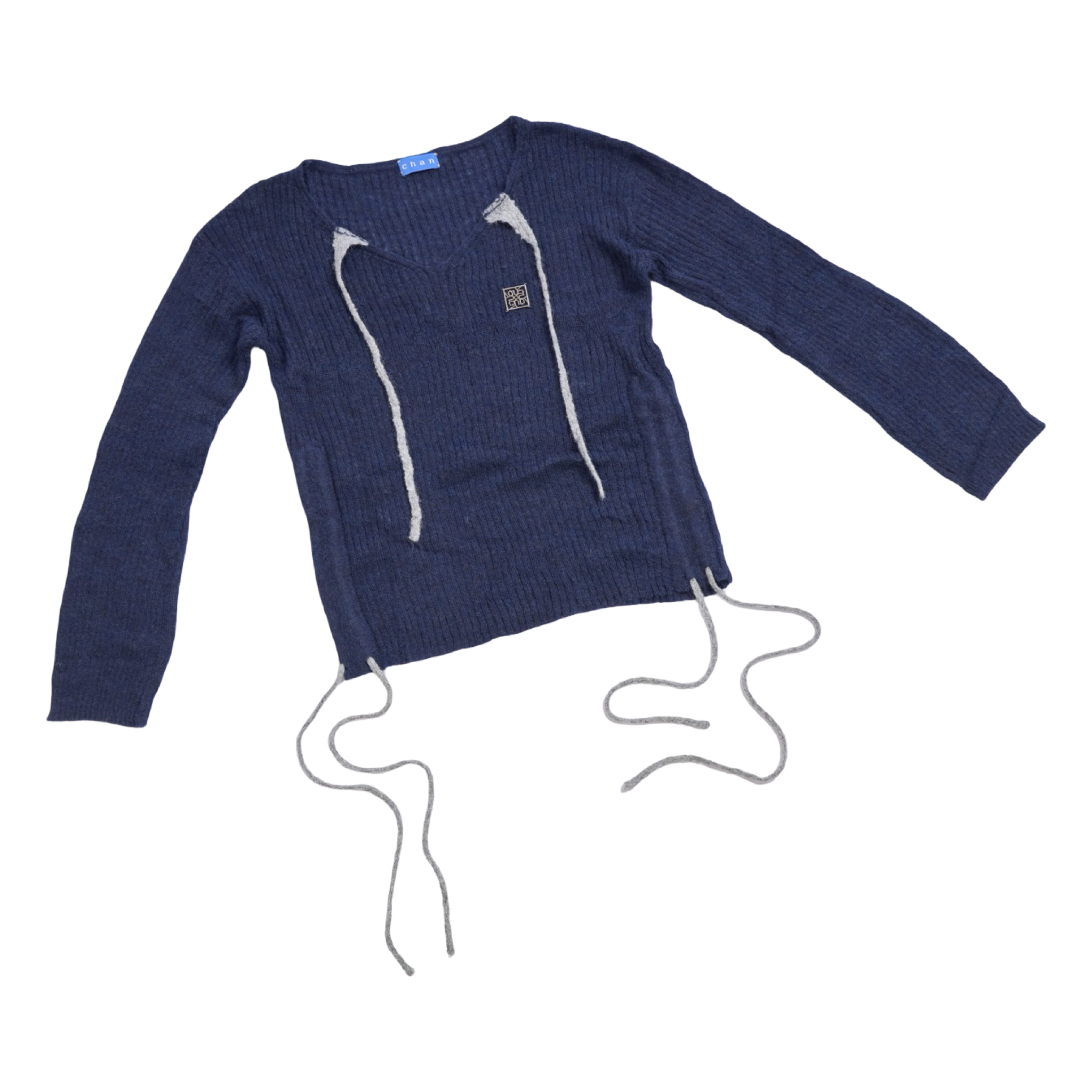 Drawstring Knit Top – Navy