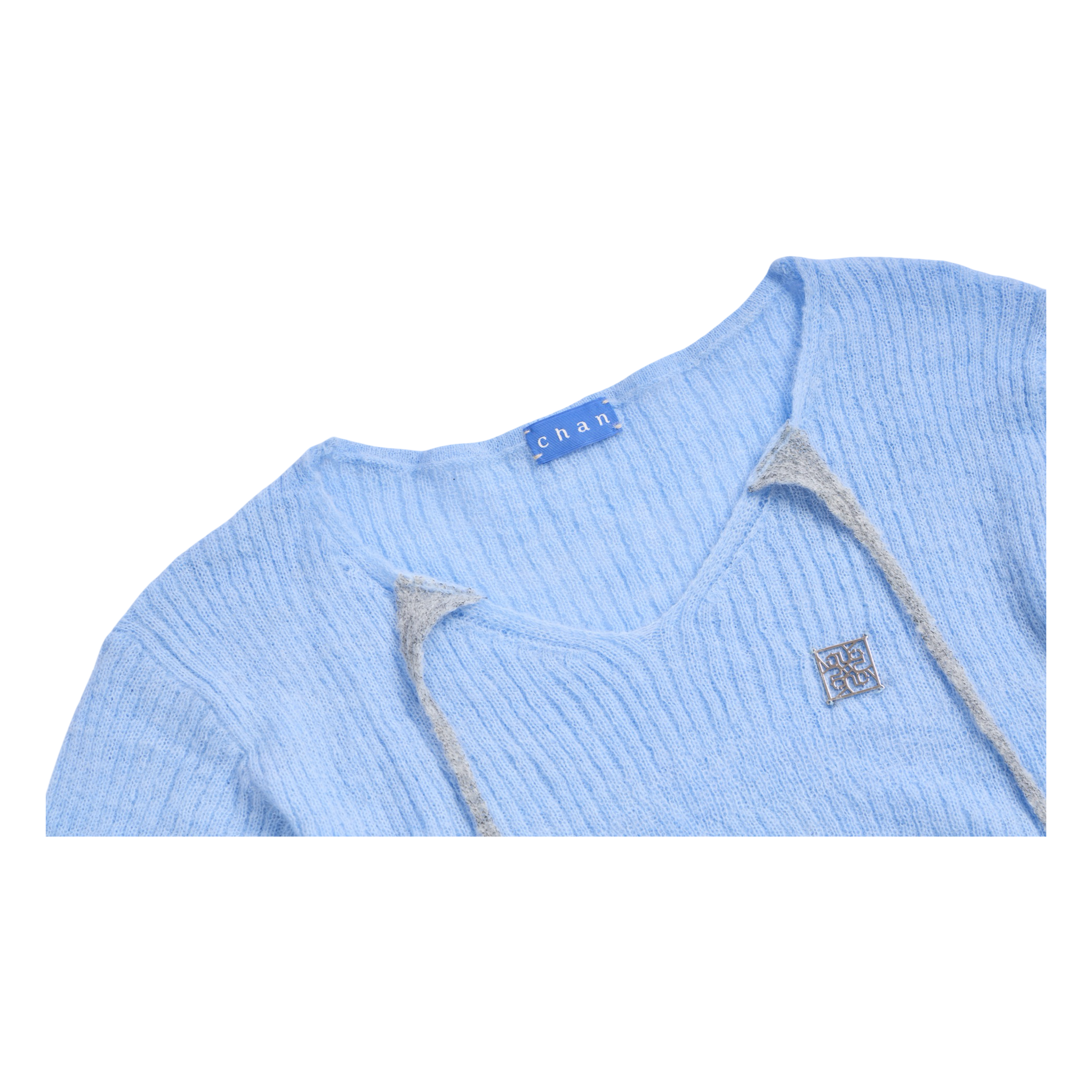 Drawstring Knit Top – Blue