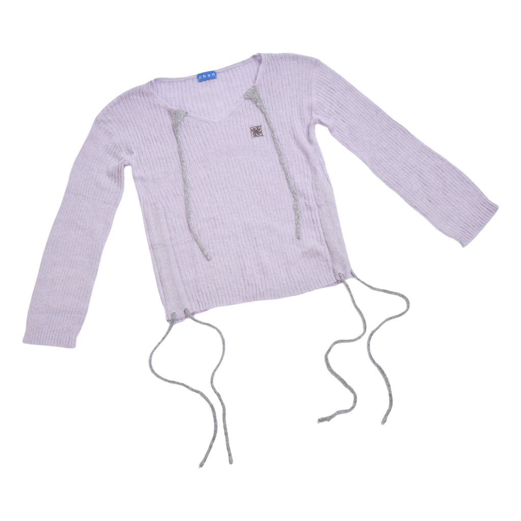 Drawstring Knit Top – Purple