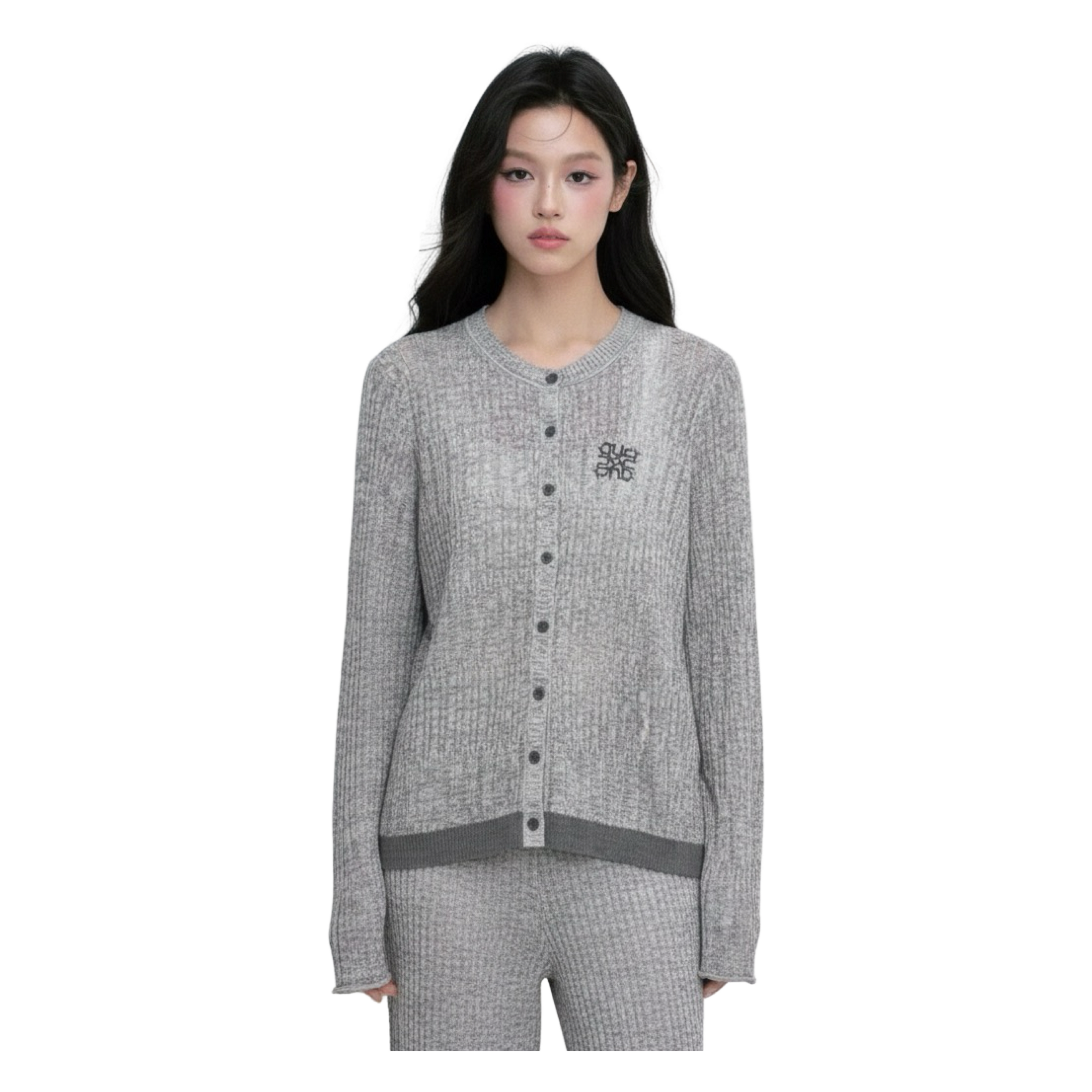 Ribbed Knit Cardigan – Charcoal Grey