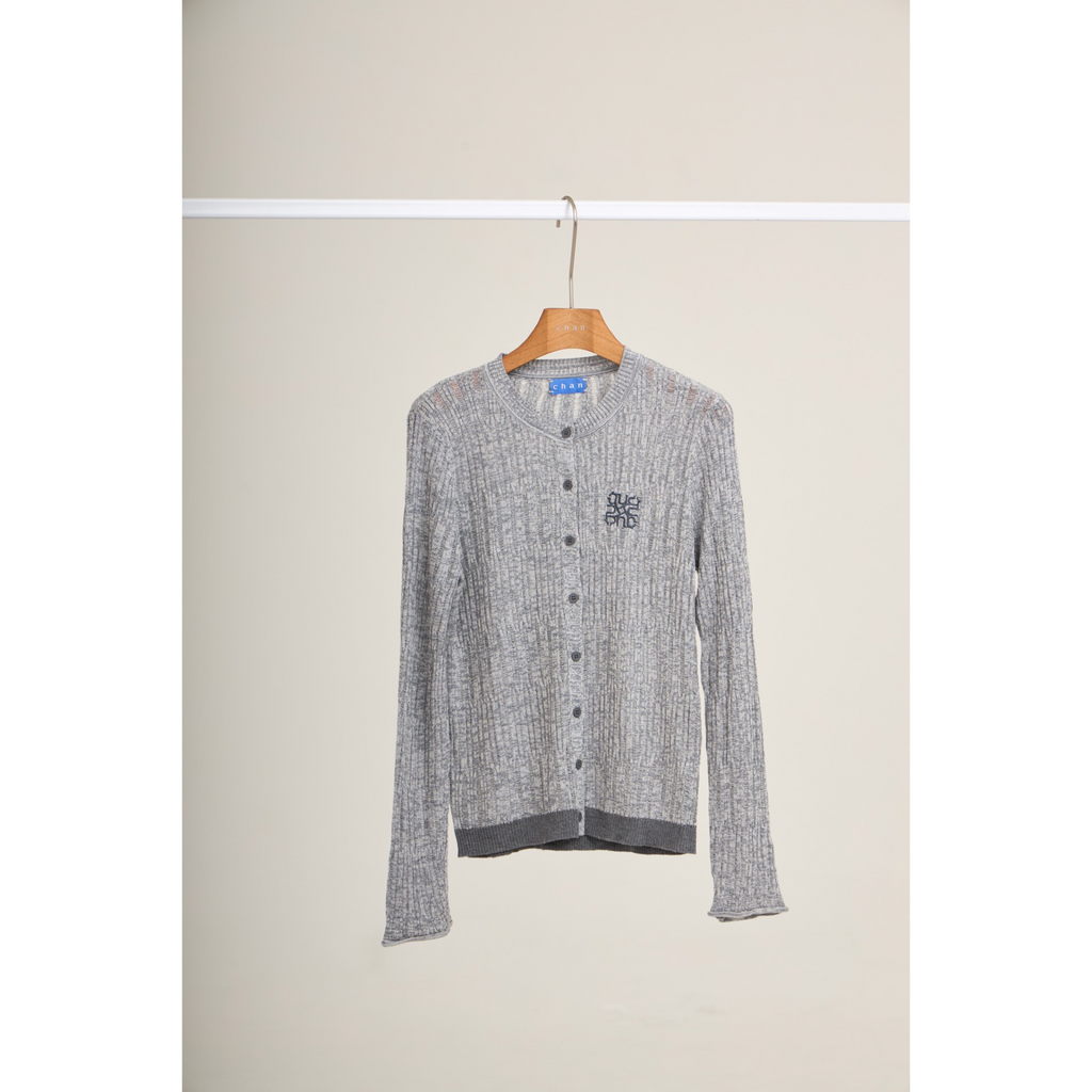 Ribbed Knit Cardigan – Charcoal Grey