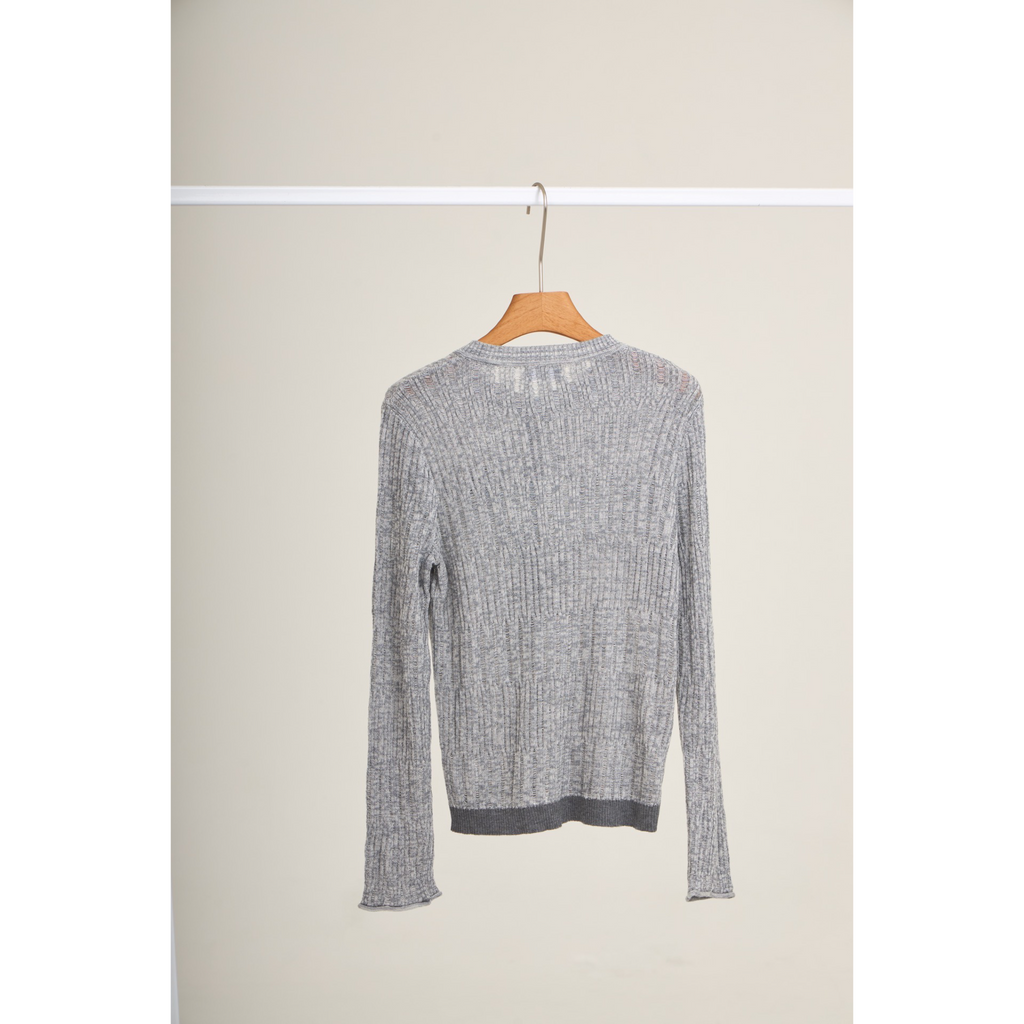 Ribbed Knit Cardigan – Charcoal Grey