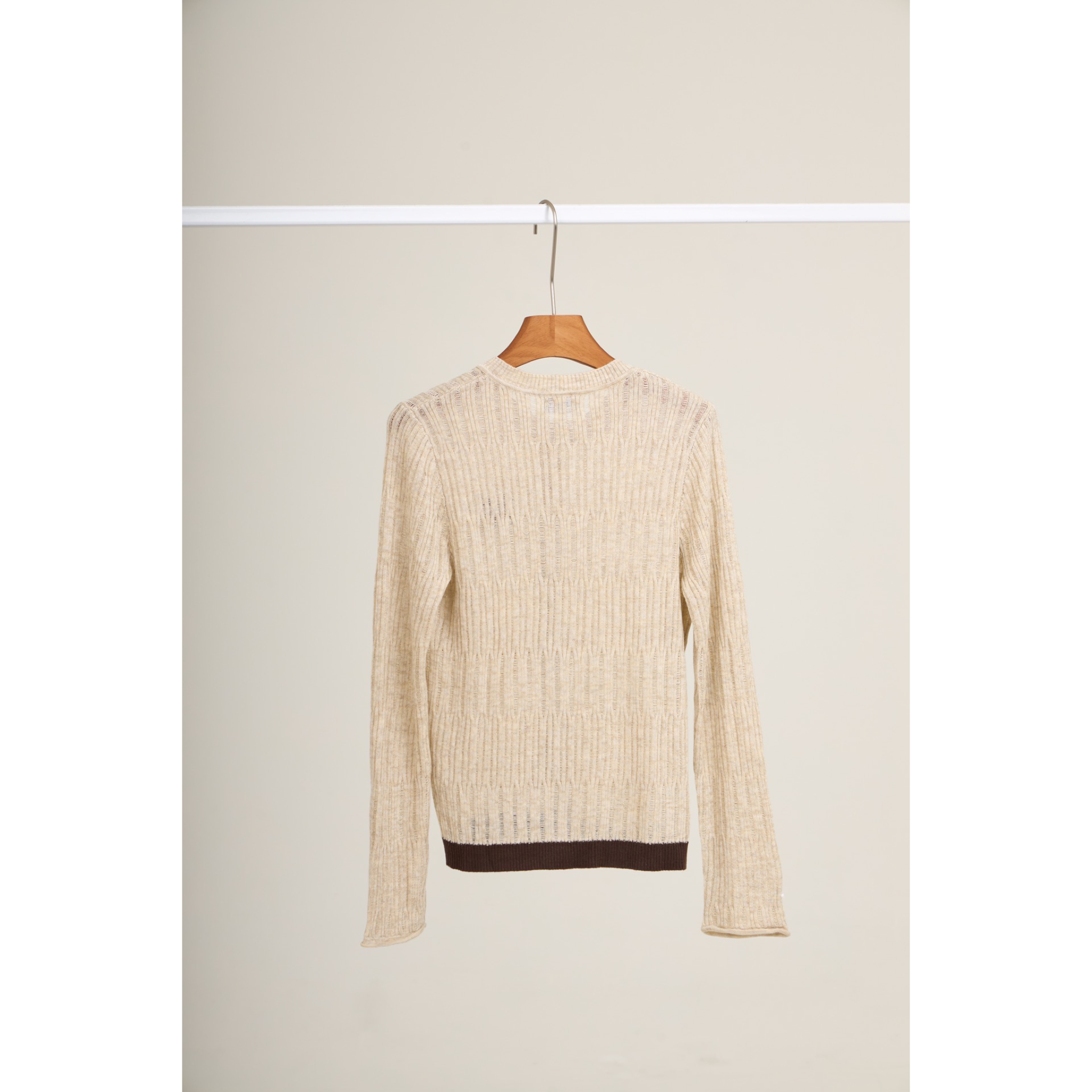 Ribbed Knit Cardigan – Beige