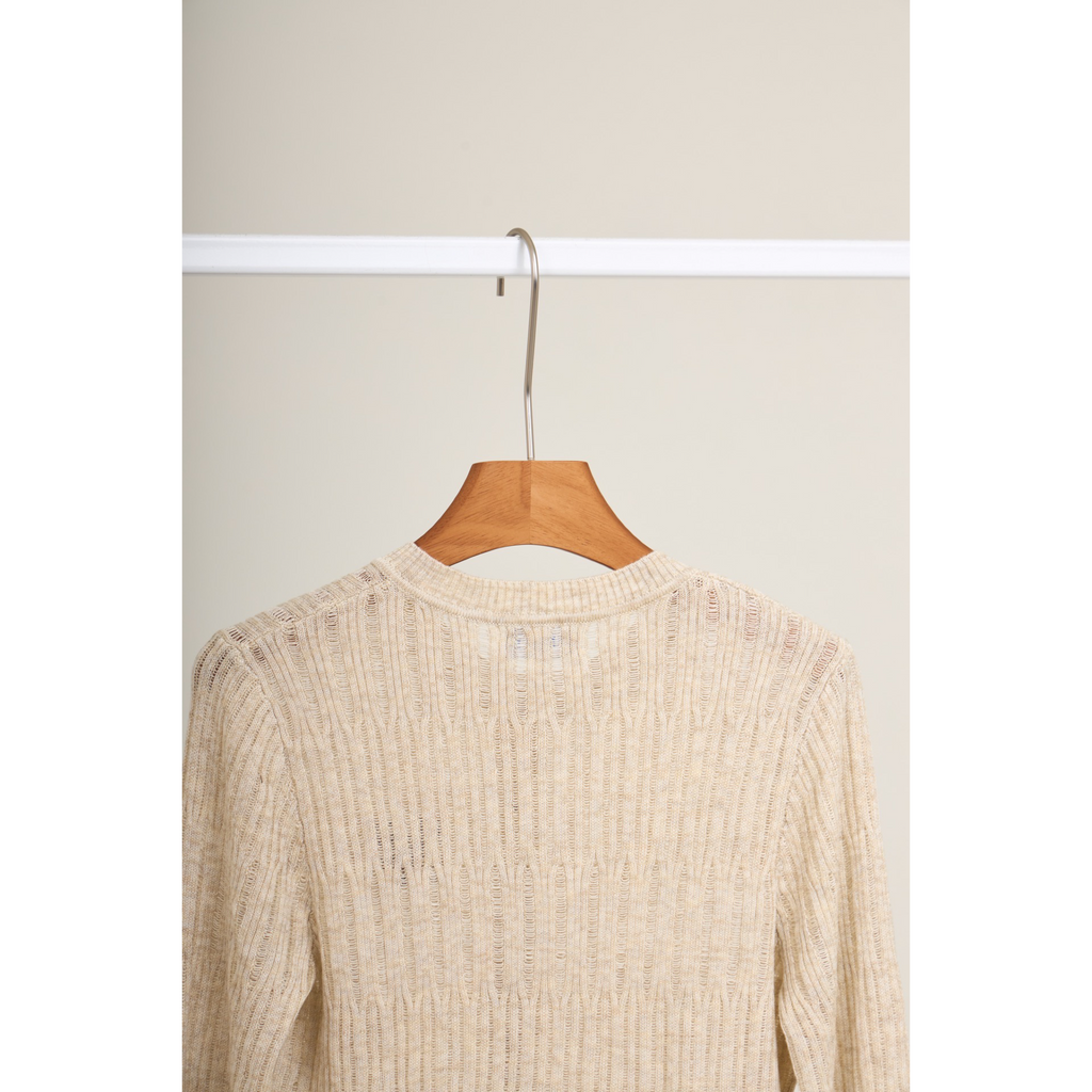 Ribbed Knit Cardigan – Beige