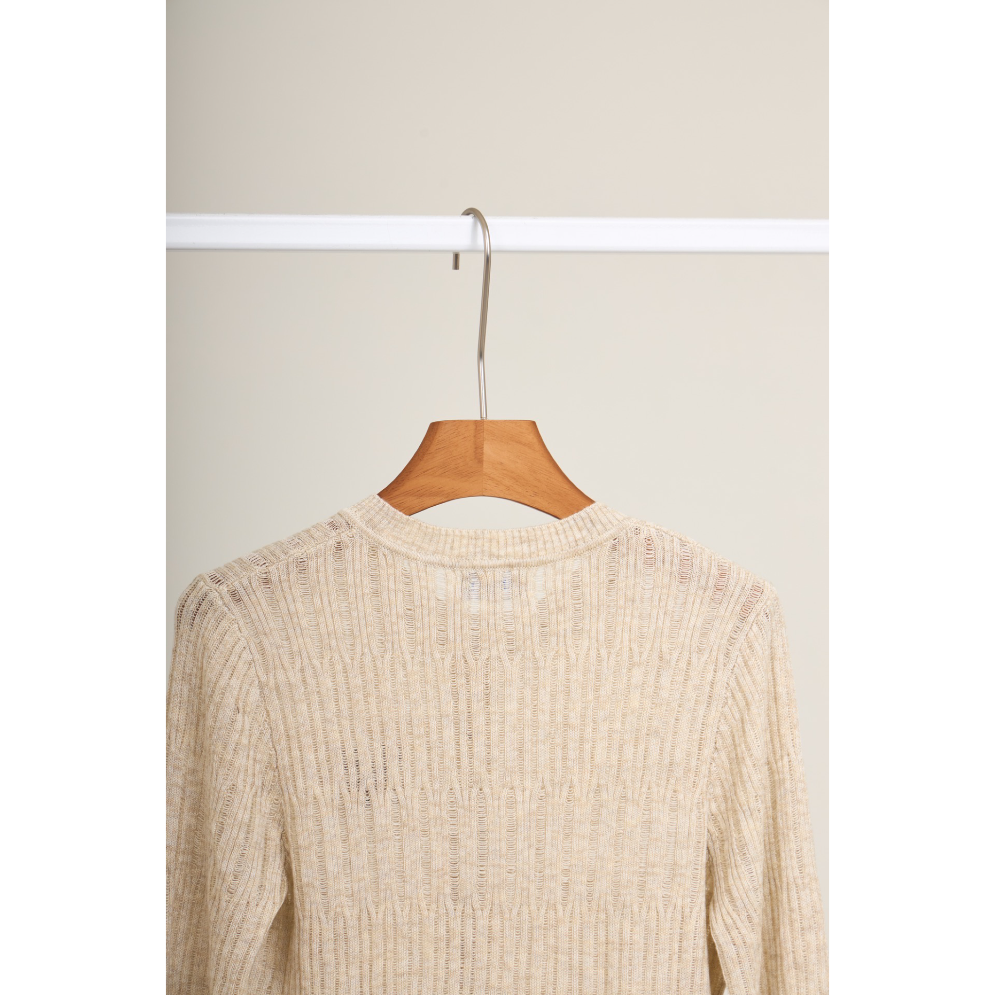 Ribbed Knit Cardigan – Beige