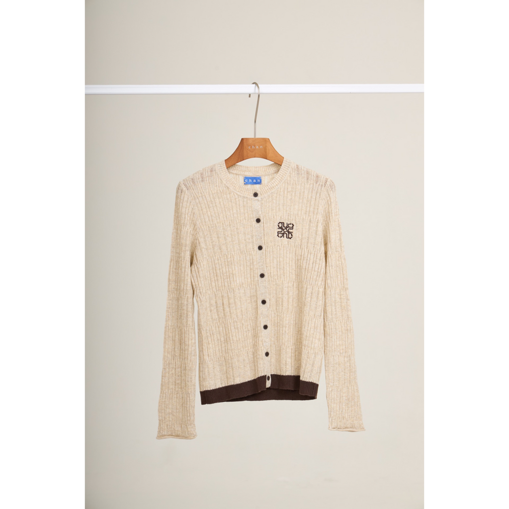 Ribbed Knit Cardigan – Beige