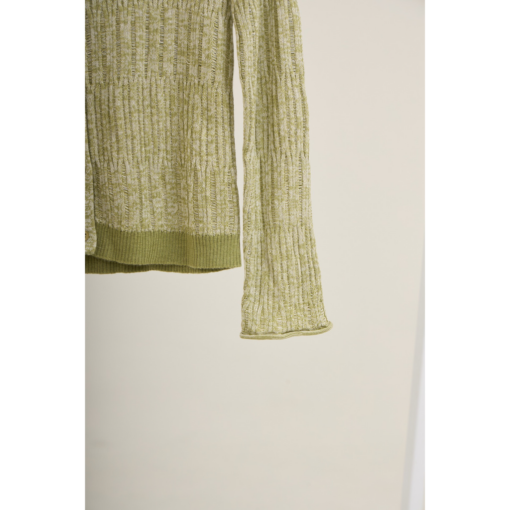 Ribbed Knit Cardigan – Forest Green